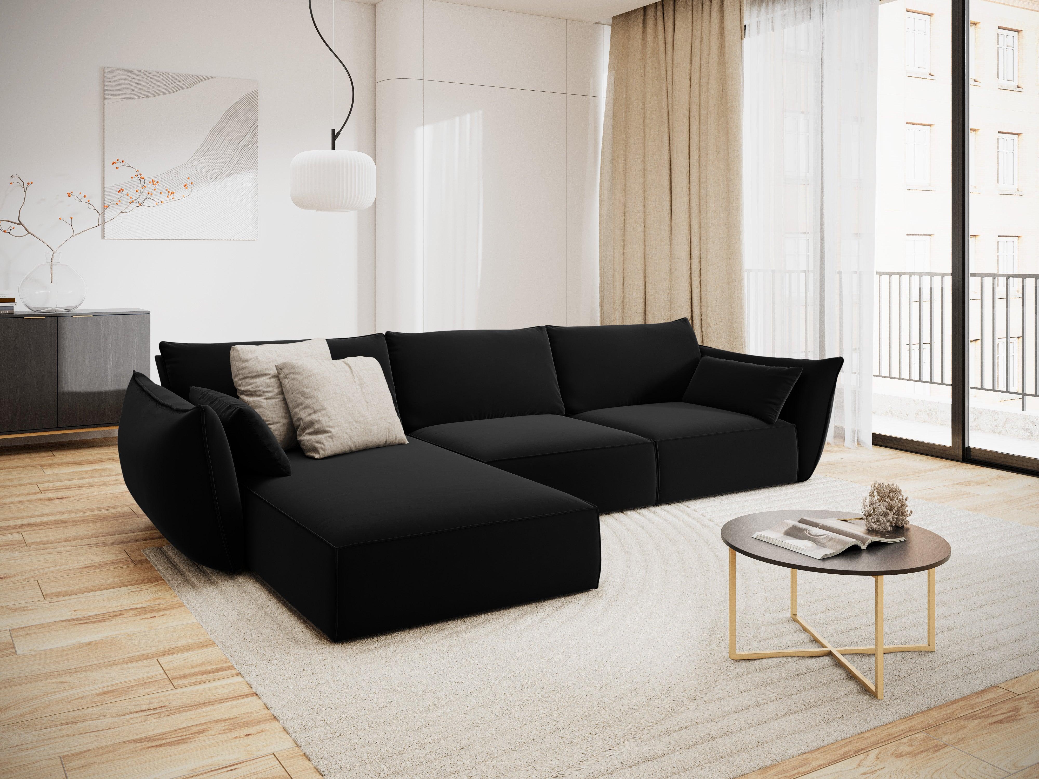 Narożnik aksamitny lewostronny 4-osobowy VANDA czarny Mazzini Sofas Eye on Design
