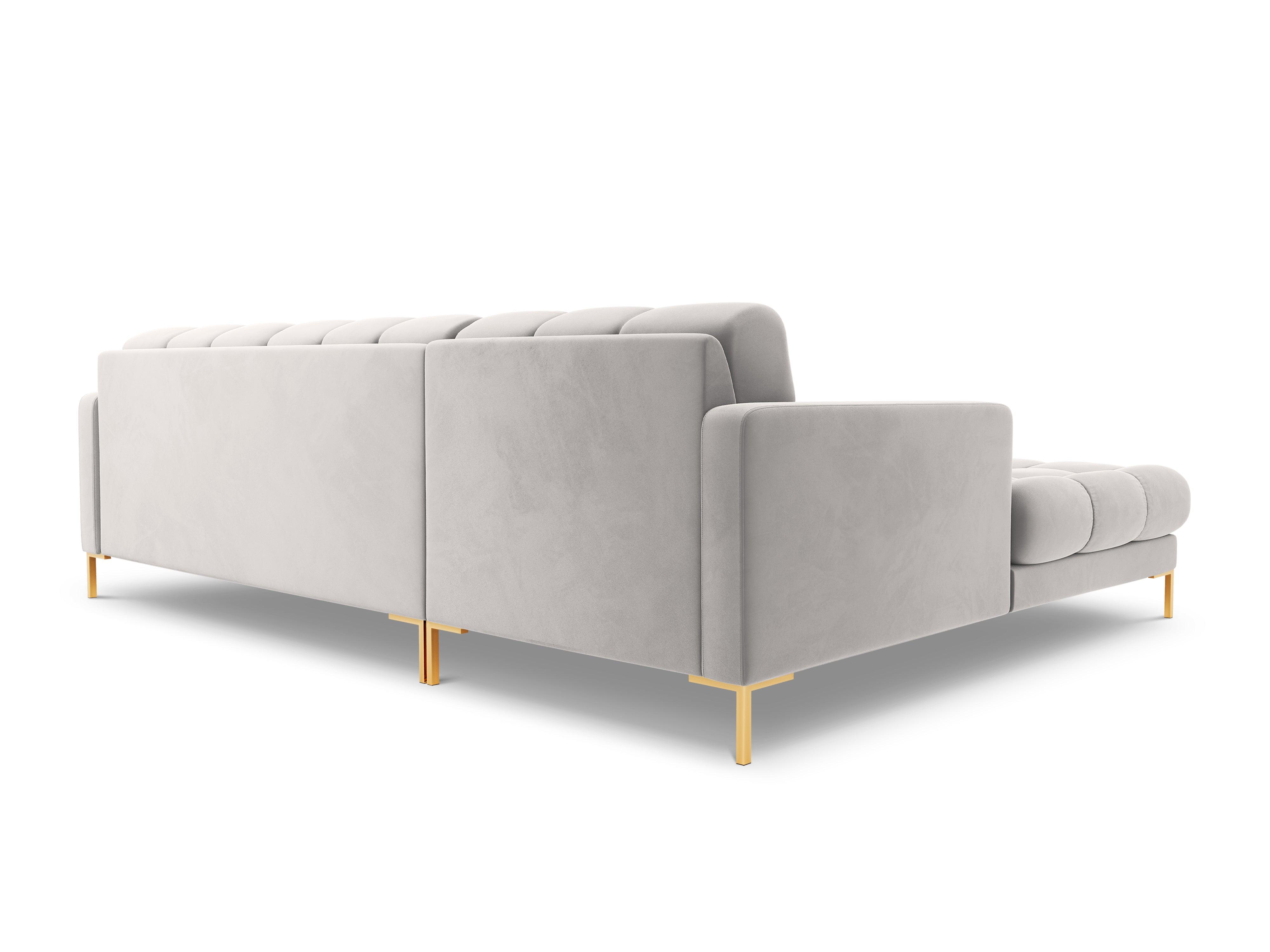 Narożnik aksamitny lewostronny BALI srebrny ze złotą podstawą Cosmopolitan Design Eye on Design