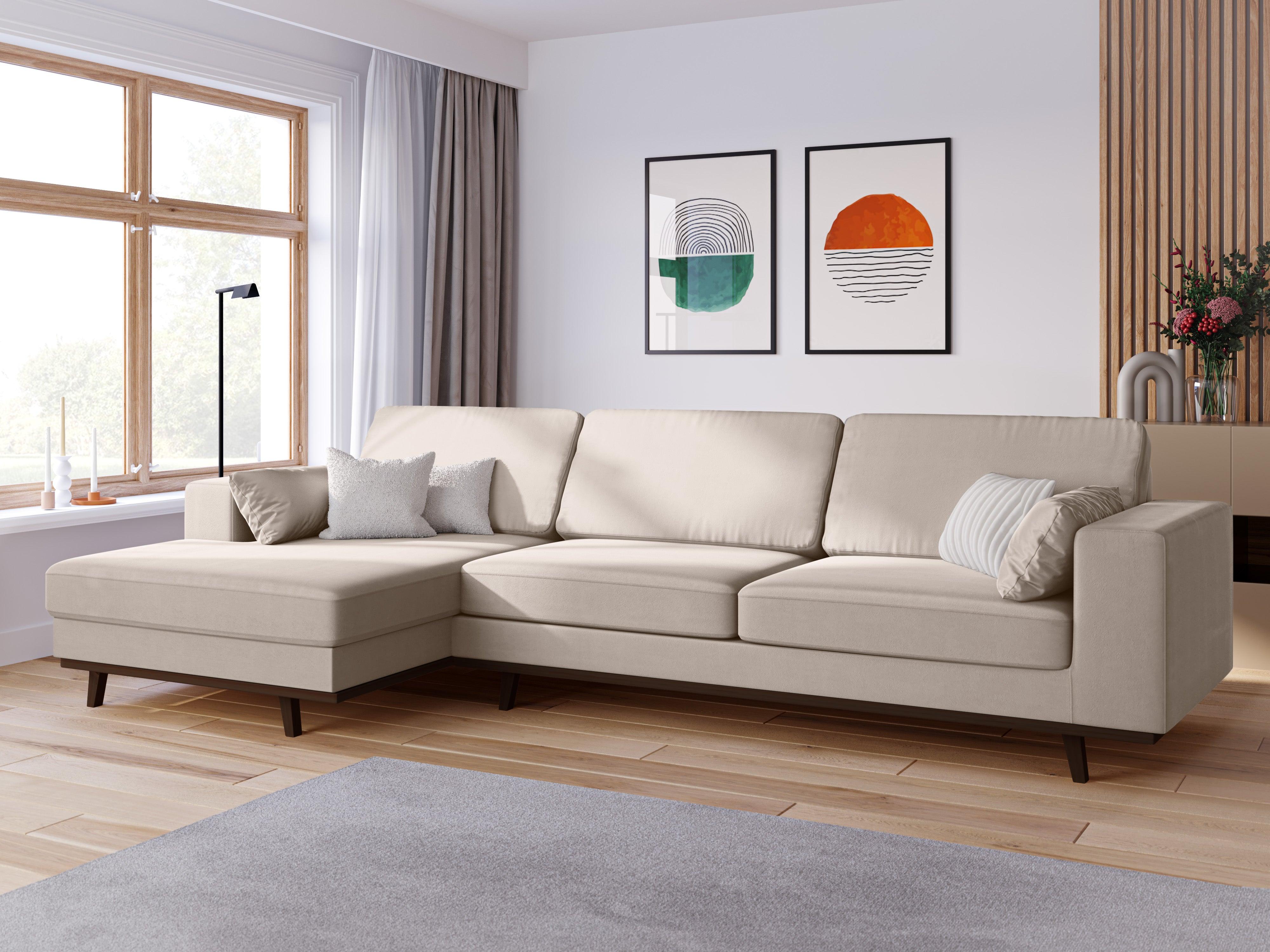 Narożnik aksamitny lewostronny HEBE beżowy Mazzini Sofas Eye on Design