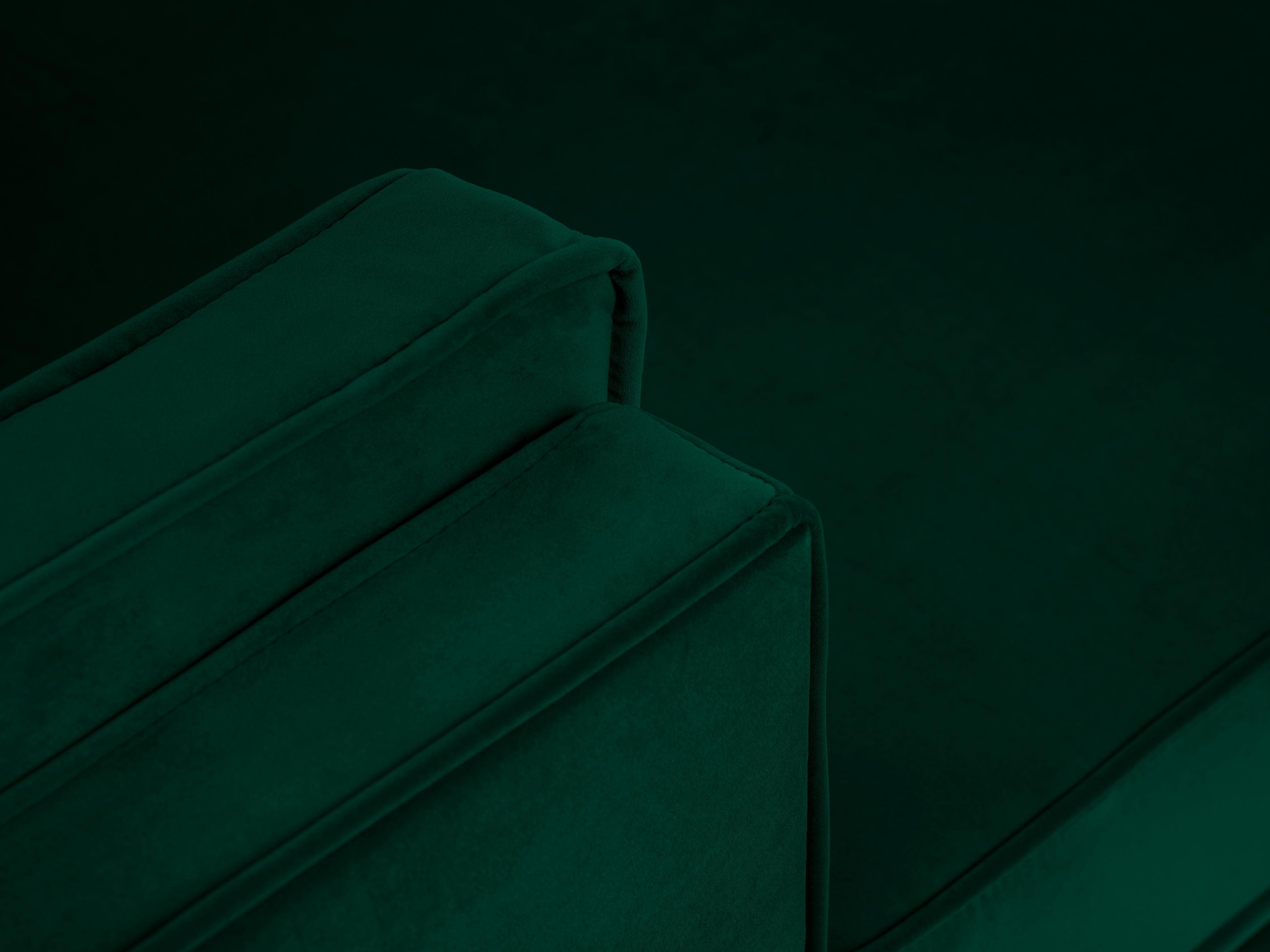 Narożnik aksamitny lewostronny LUIS zieleń butelkowa z czarną podstawą Milo Casa Eye on Design