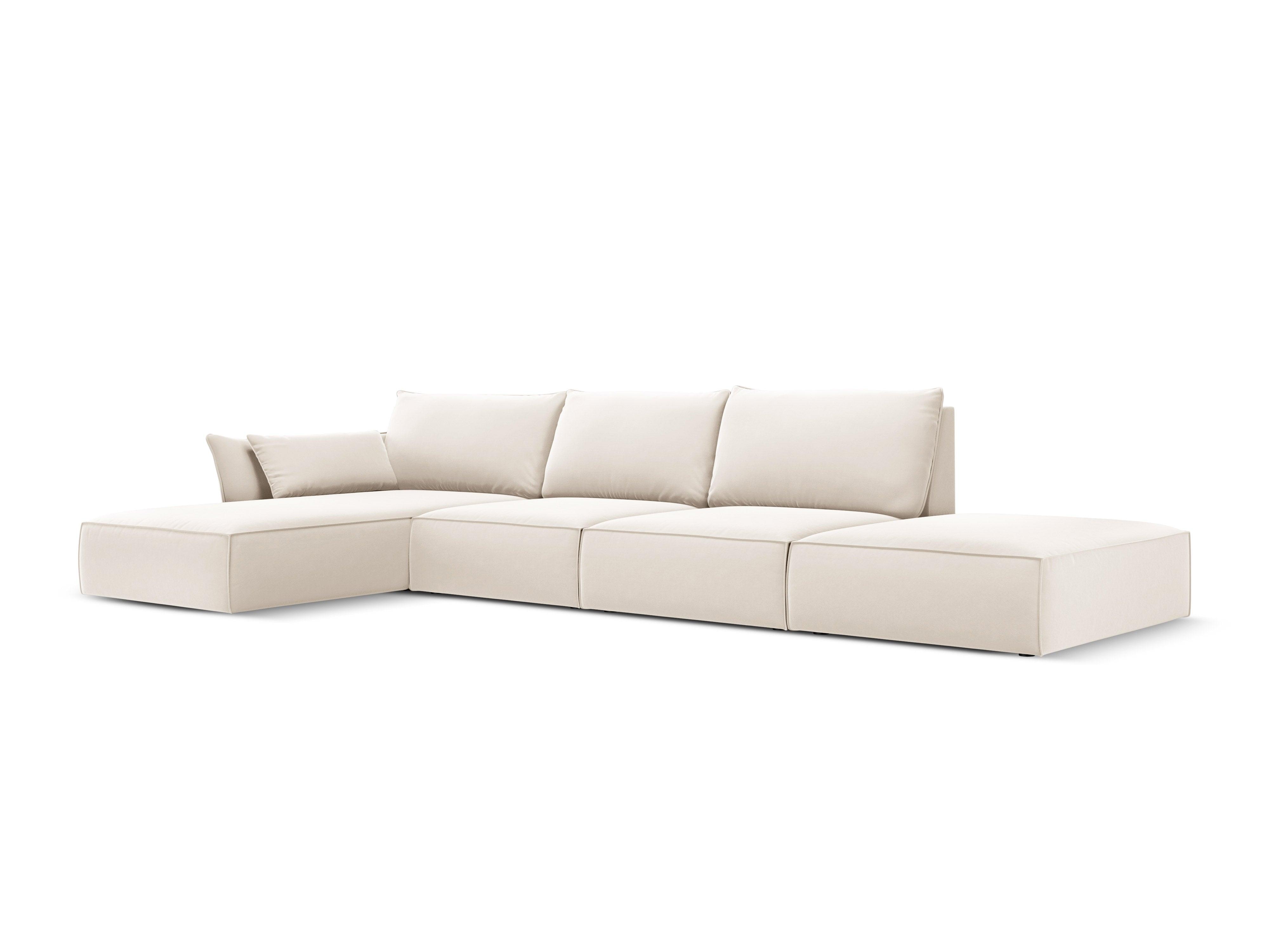 Narożnik aksamitny lewostronny otwarty VANDA beżowy Mazzini Sofas Eye on Design