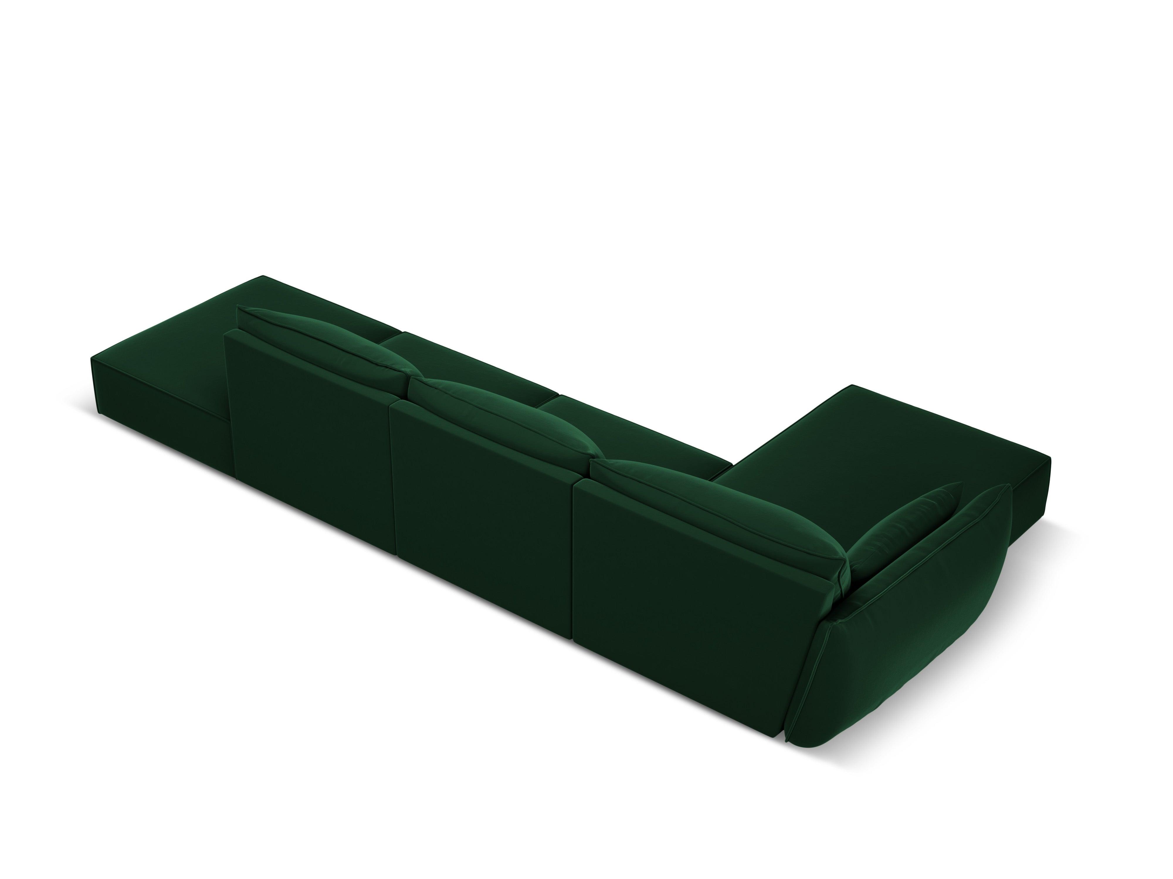 Narożnik aksamitny lewostronny otwarty VANDA butelkowa zieleń Mazzini Sofas Eye on Design