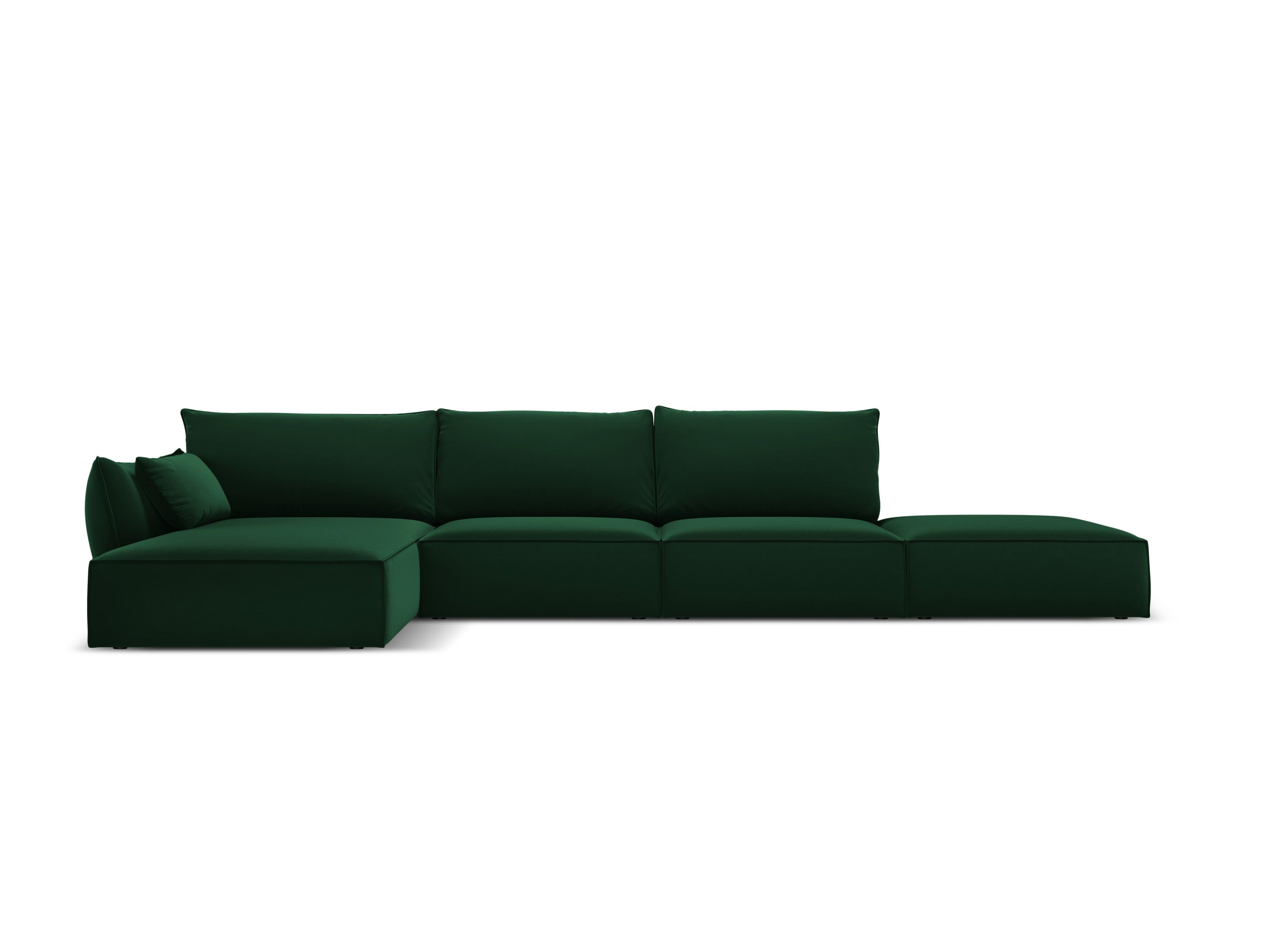 Narożnik aksamitny lewostronny otwarty VANDA butelkowa zieleń Mazzini Sofas Eye on Design