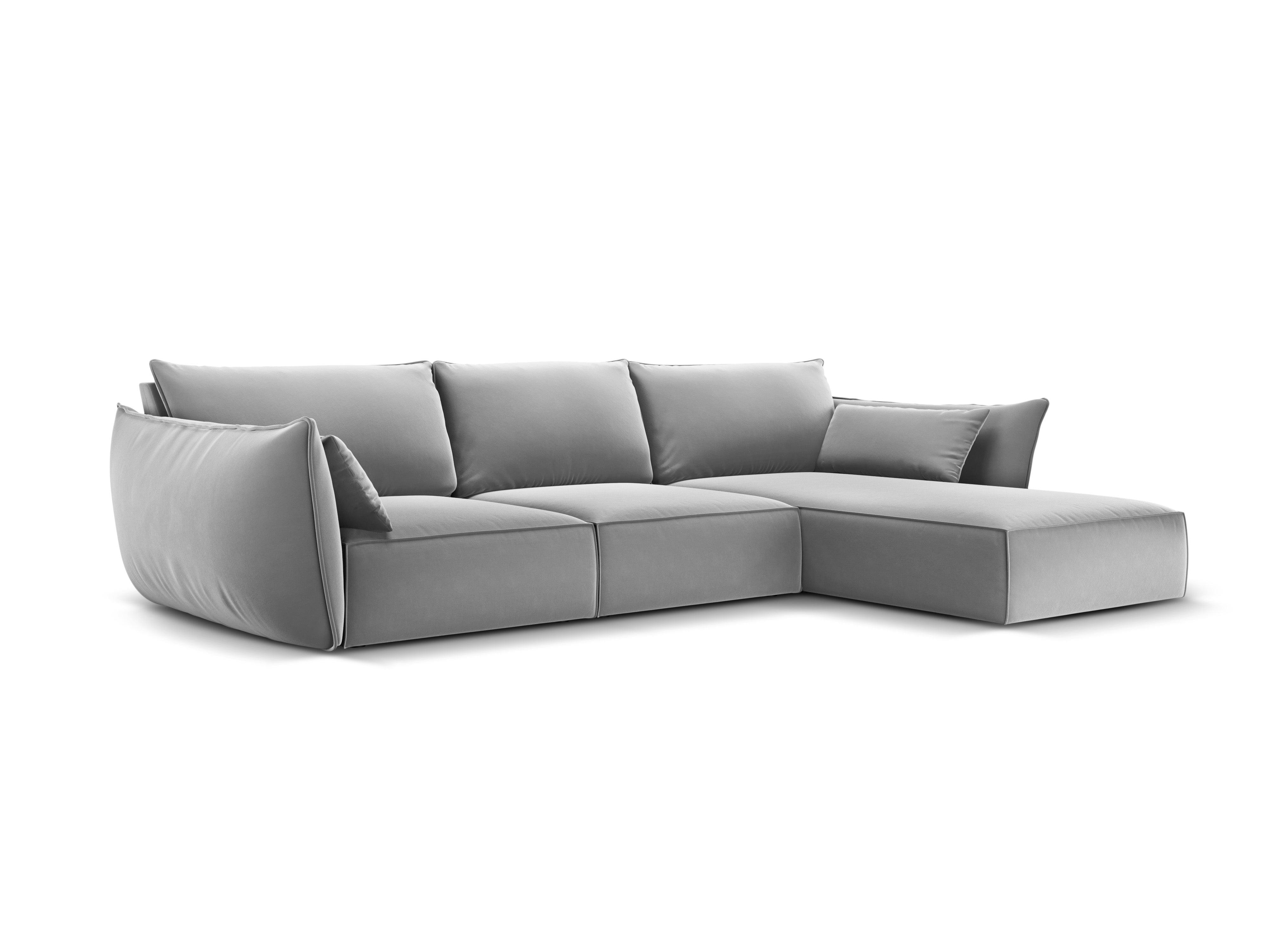 Narożnik aksamitny prawostronny 4-osobowy VANDA szary Mazzini Sofas Eye on Design