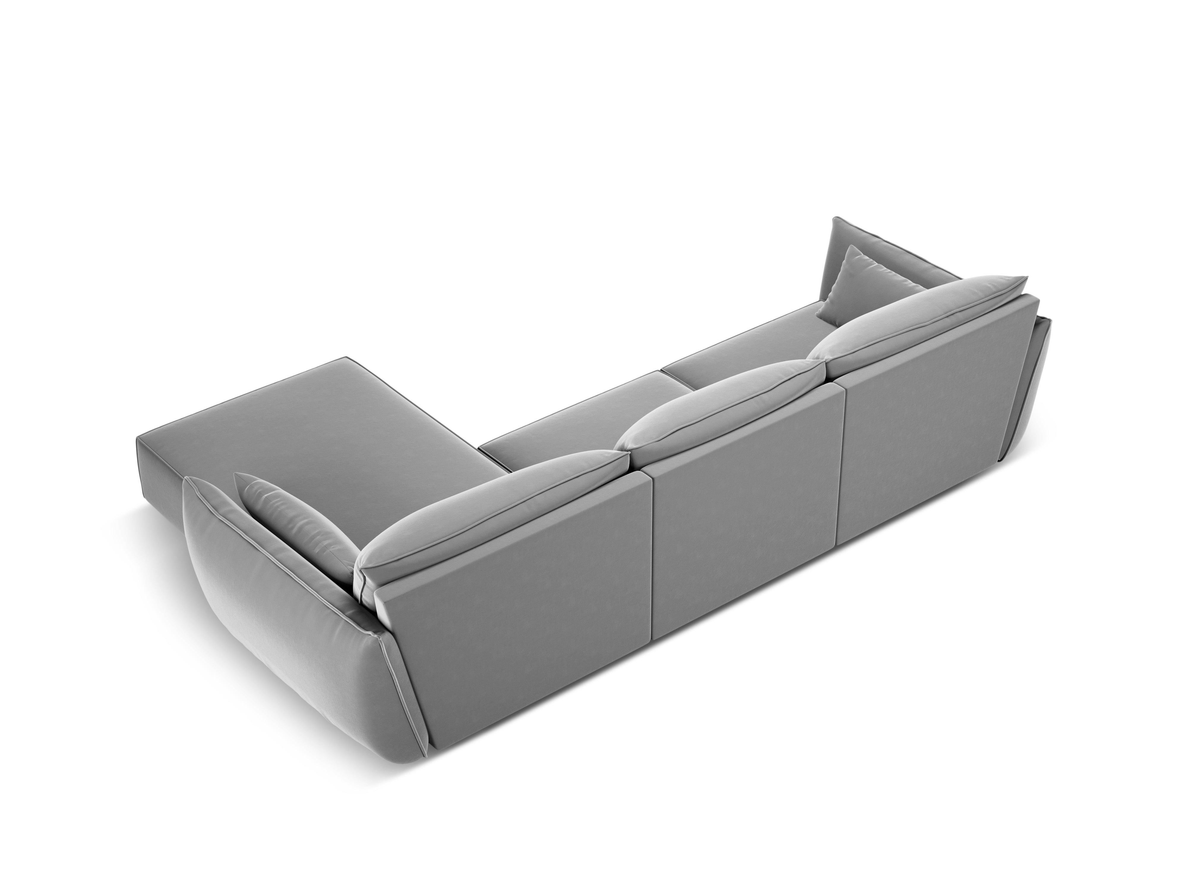 Narożnik aksamitny prawostronny 4-osobowy VANDA szary Mazzini Sofas Eye on Design