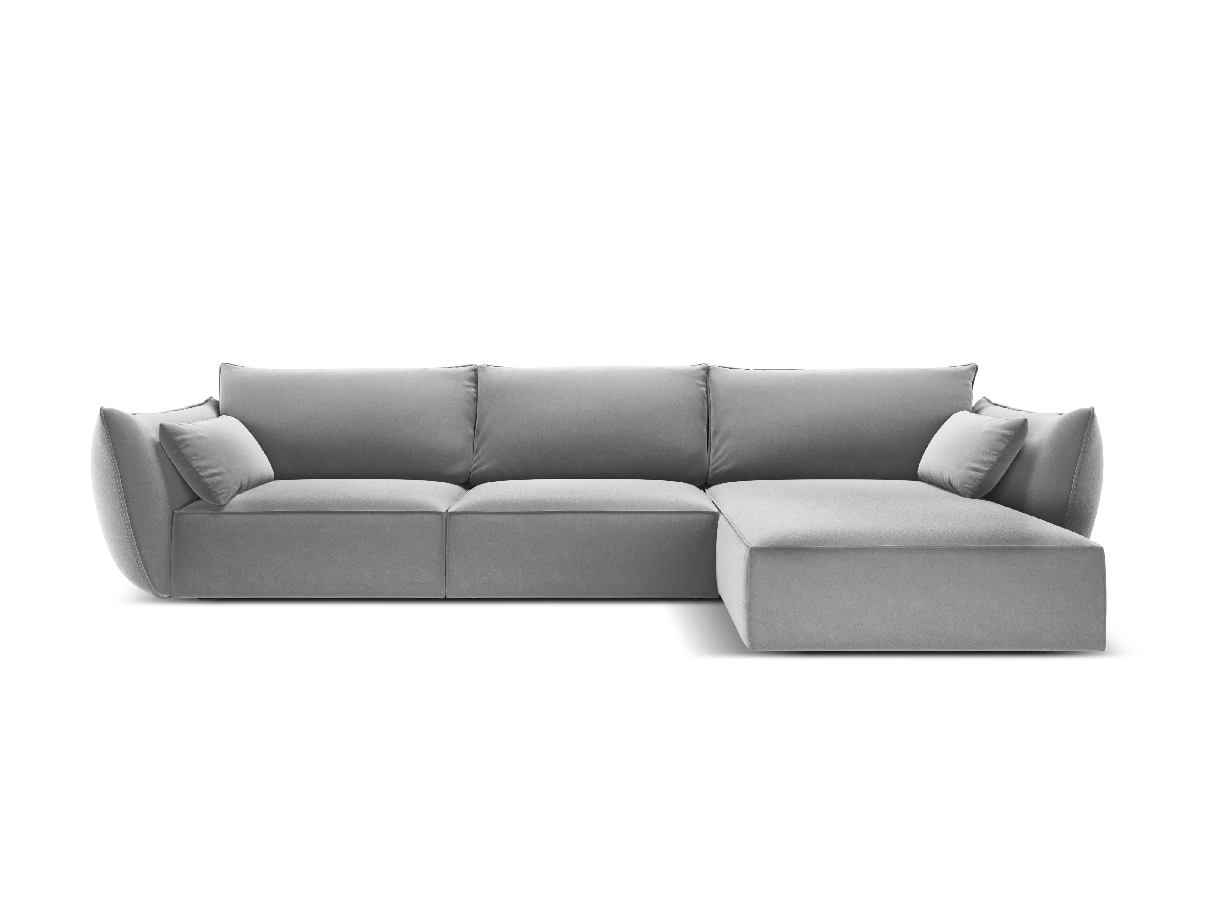 Narożnik aksamitny prawostronny 4-osobowy VANDA szary Mazzini Sofas Eye on Design