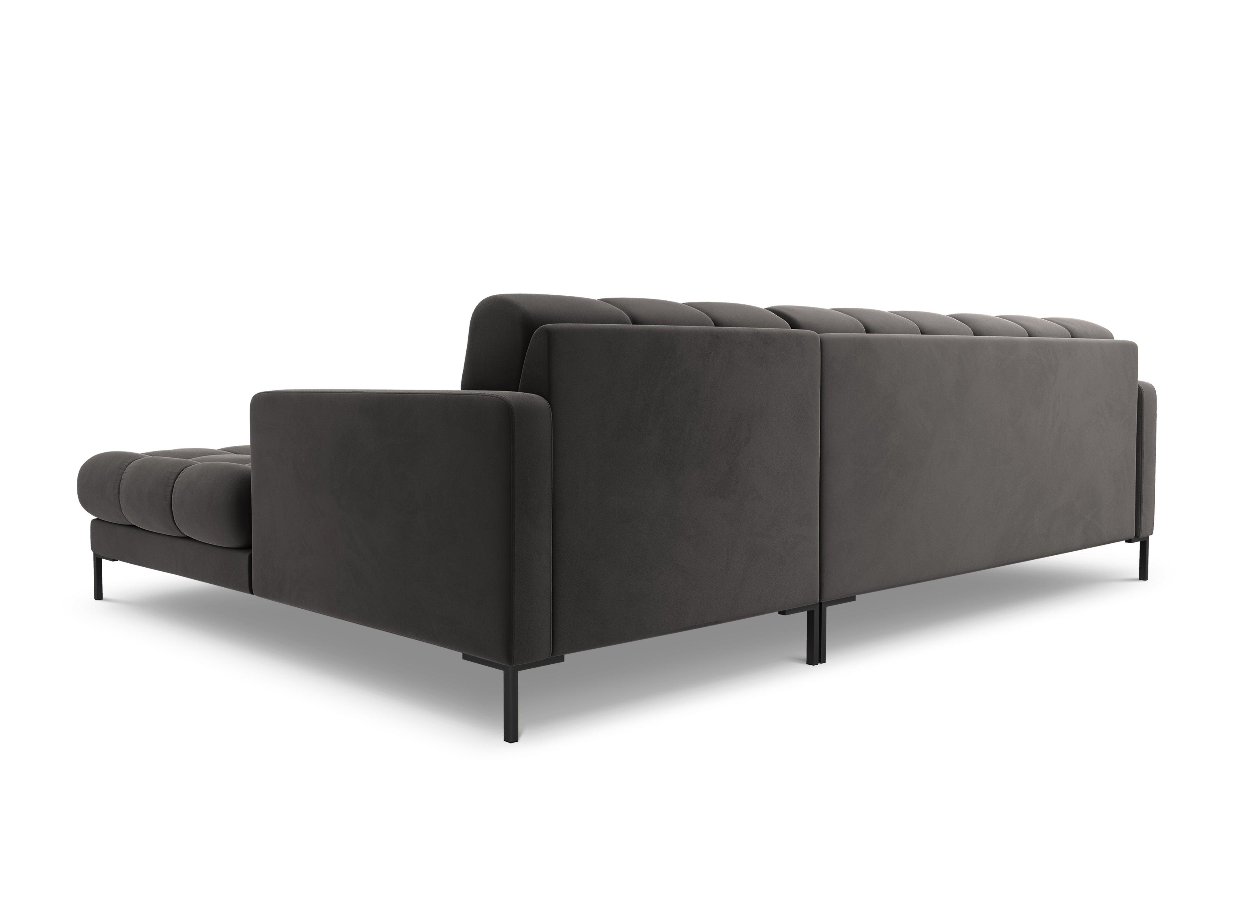 Narożnik aksamitny prawostronny BALI ciemnoszary z czarną podstawą Cosmopolitan Design Eye on Design