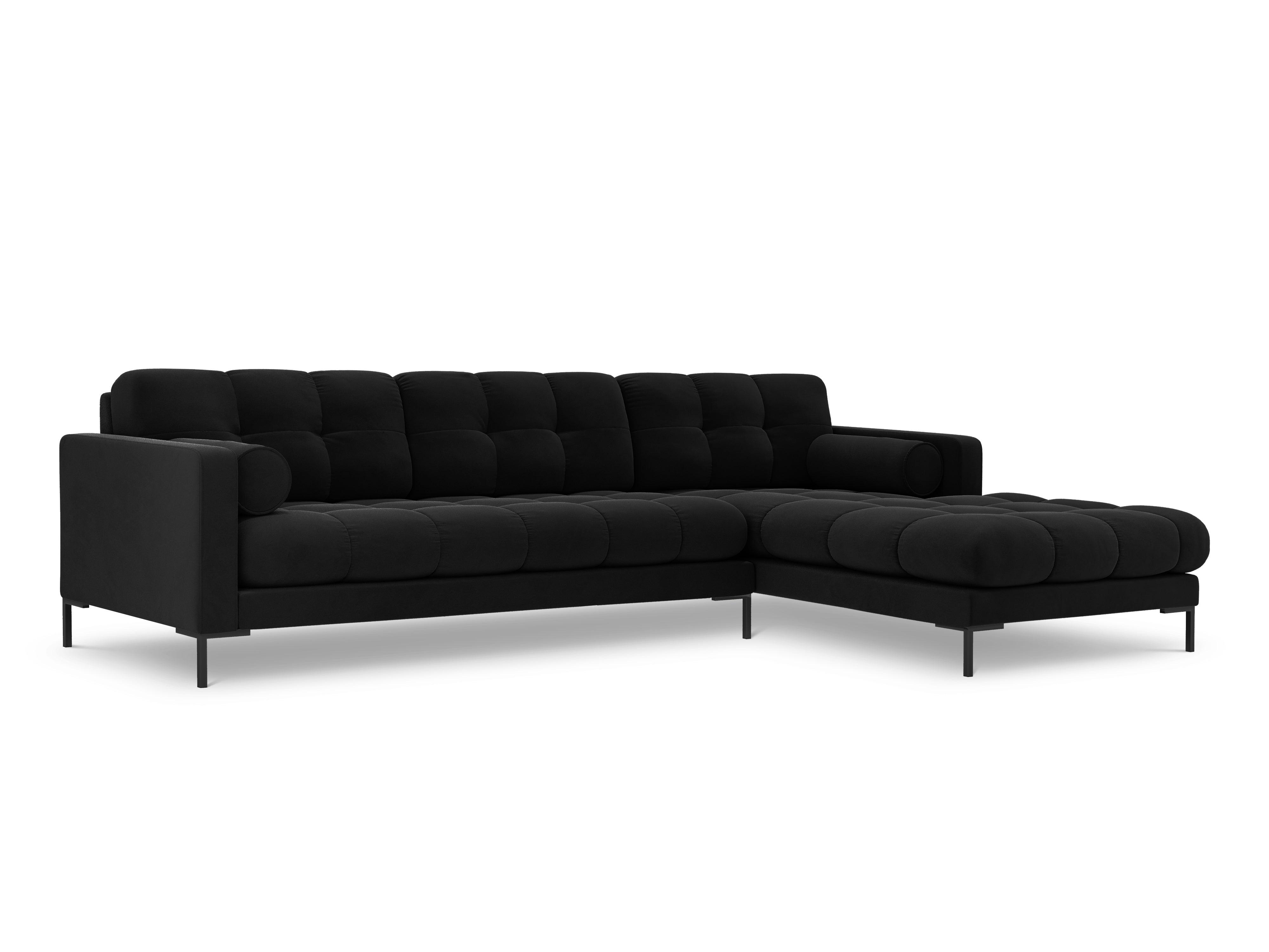Narożnik aksamitny prawostronny BALI czarny z czarną podstawą Cosmopolitan Design Eye on Design