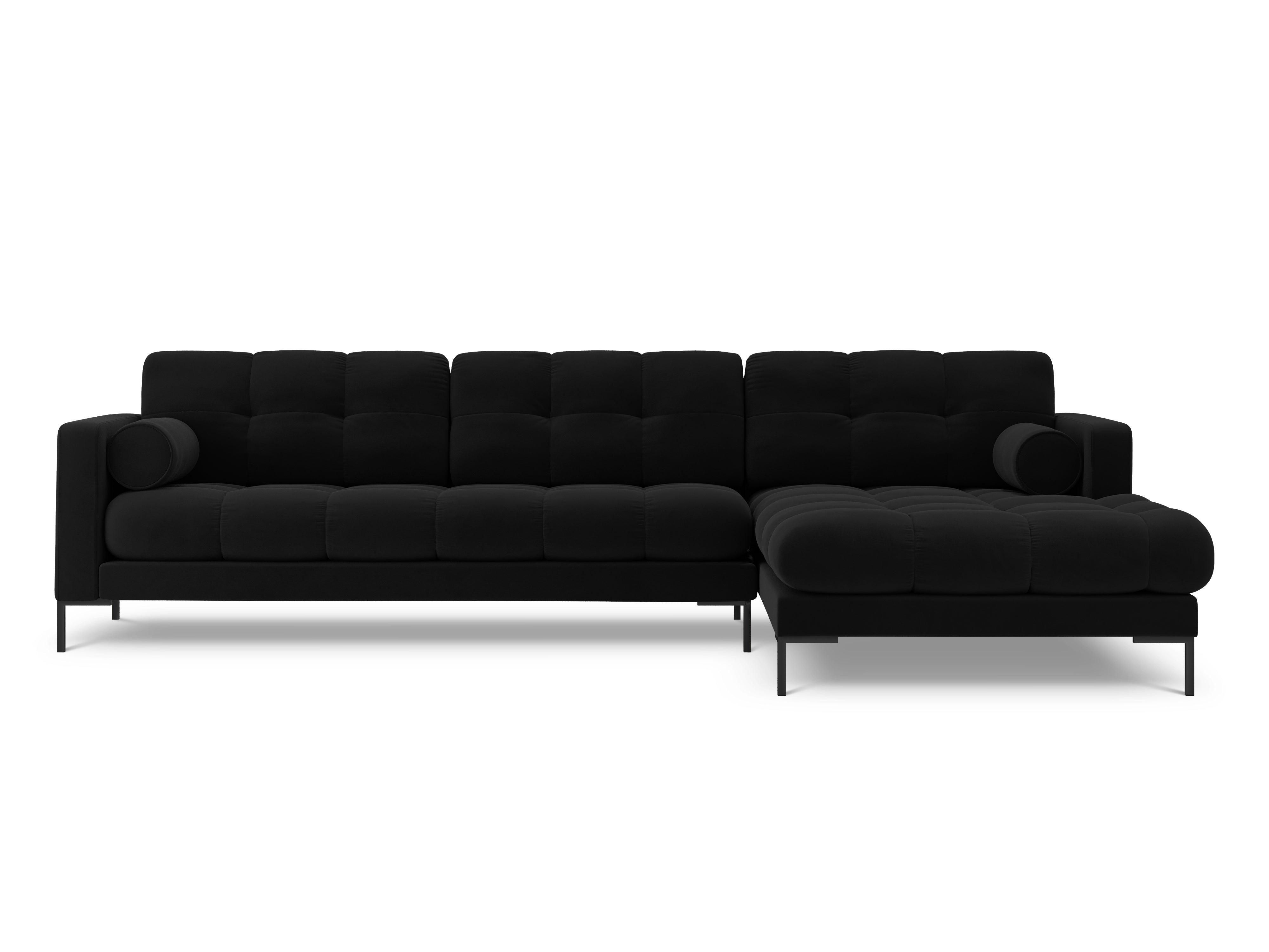 Narożnik aksamitny prawostronny BALI czarny z czarną podstawą Cosmopolitan Design Eye on Design