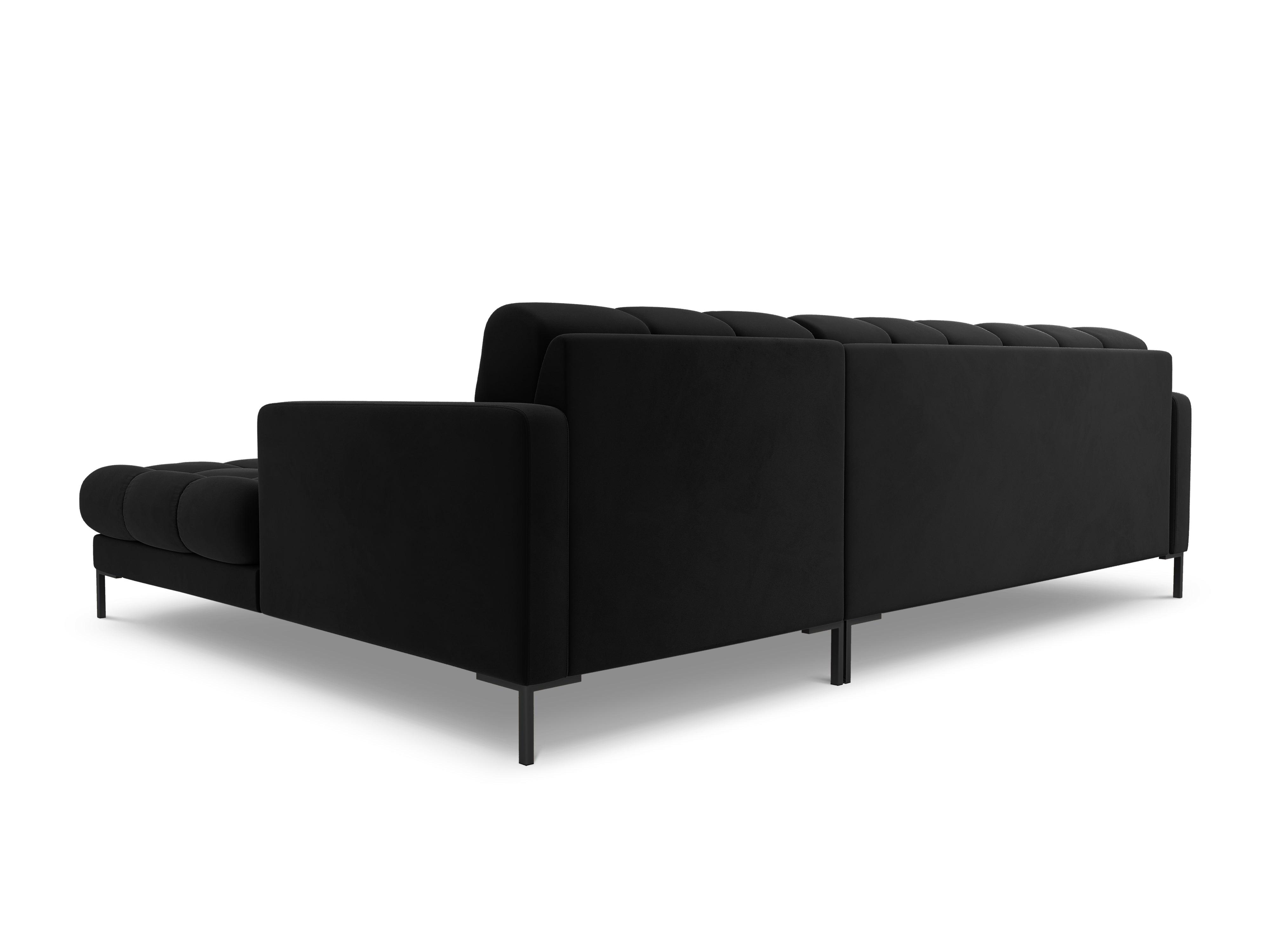 Narożnik aksamitny prawostronny BALI czarny z czarną podstawą Cosmopolitan Design Eye on Design