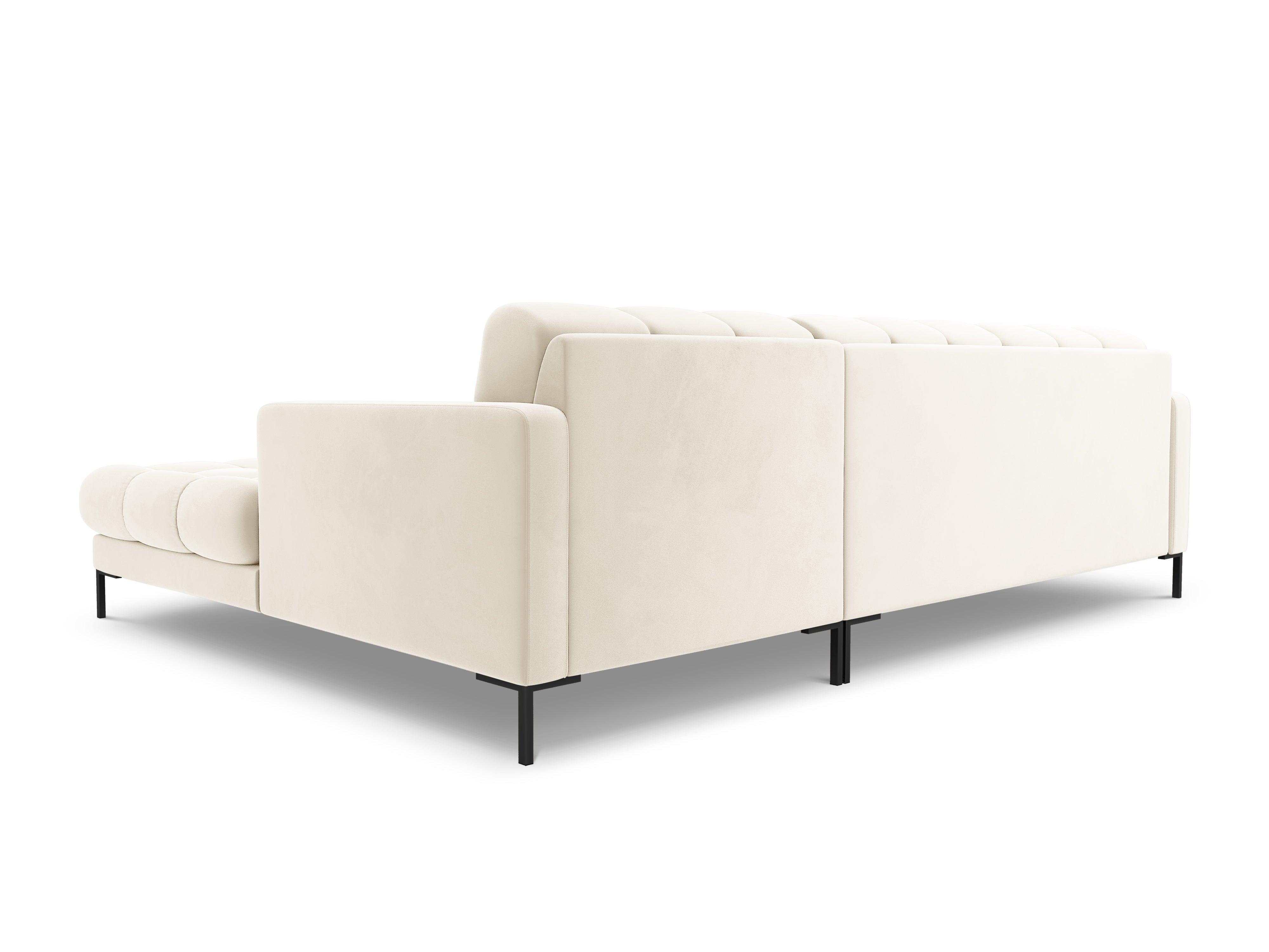 Narożnik aksamitny prawostronny BALI jasnobeżowy z czarną podstawą Cosmopolitan Design Eye on Design