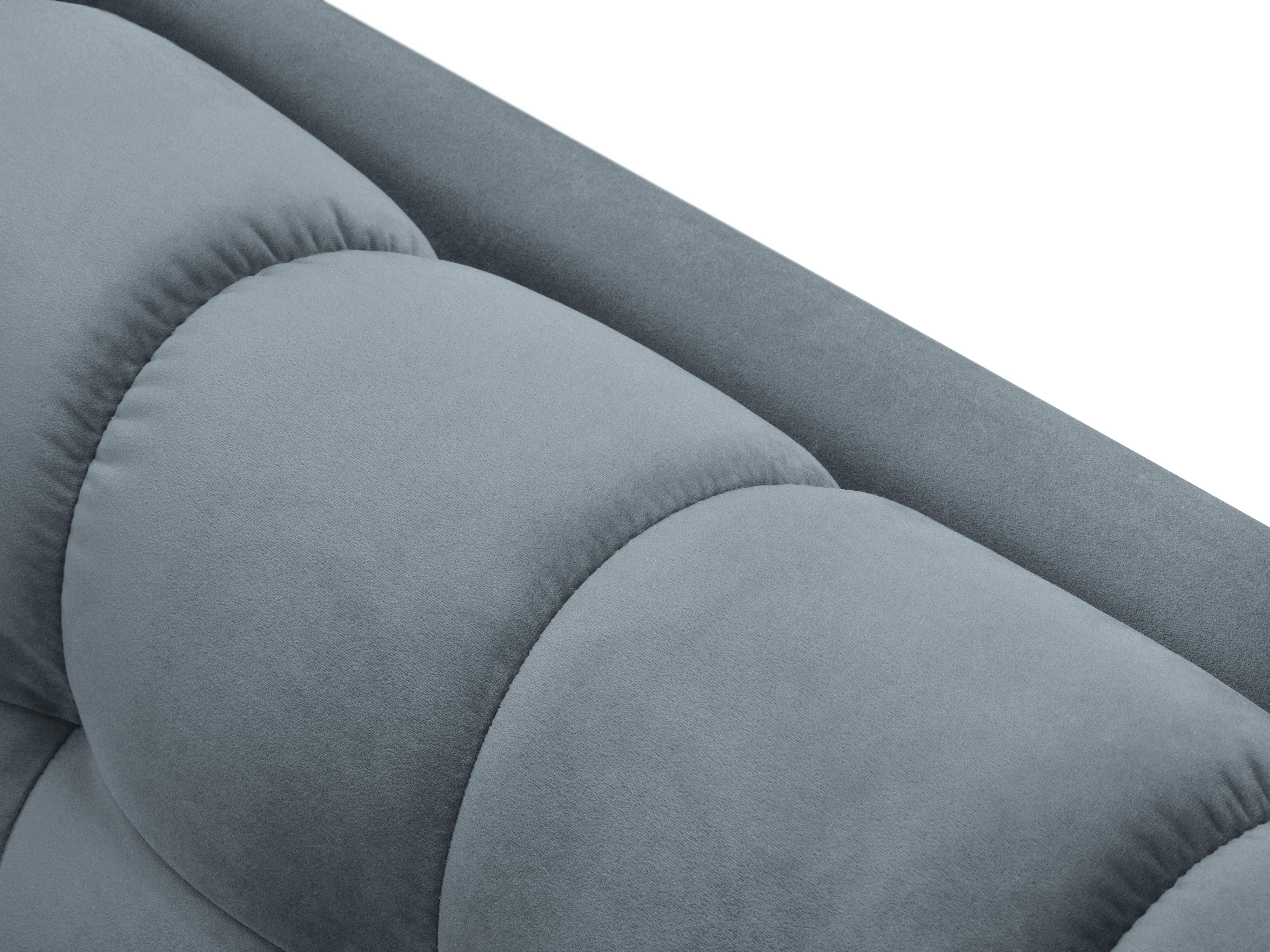 Narożnik aksamitny prawostronny BALI jasnoniebieski z czarną podstawą Cosmopolitan Design Eye on Design