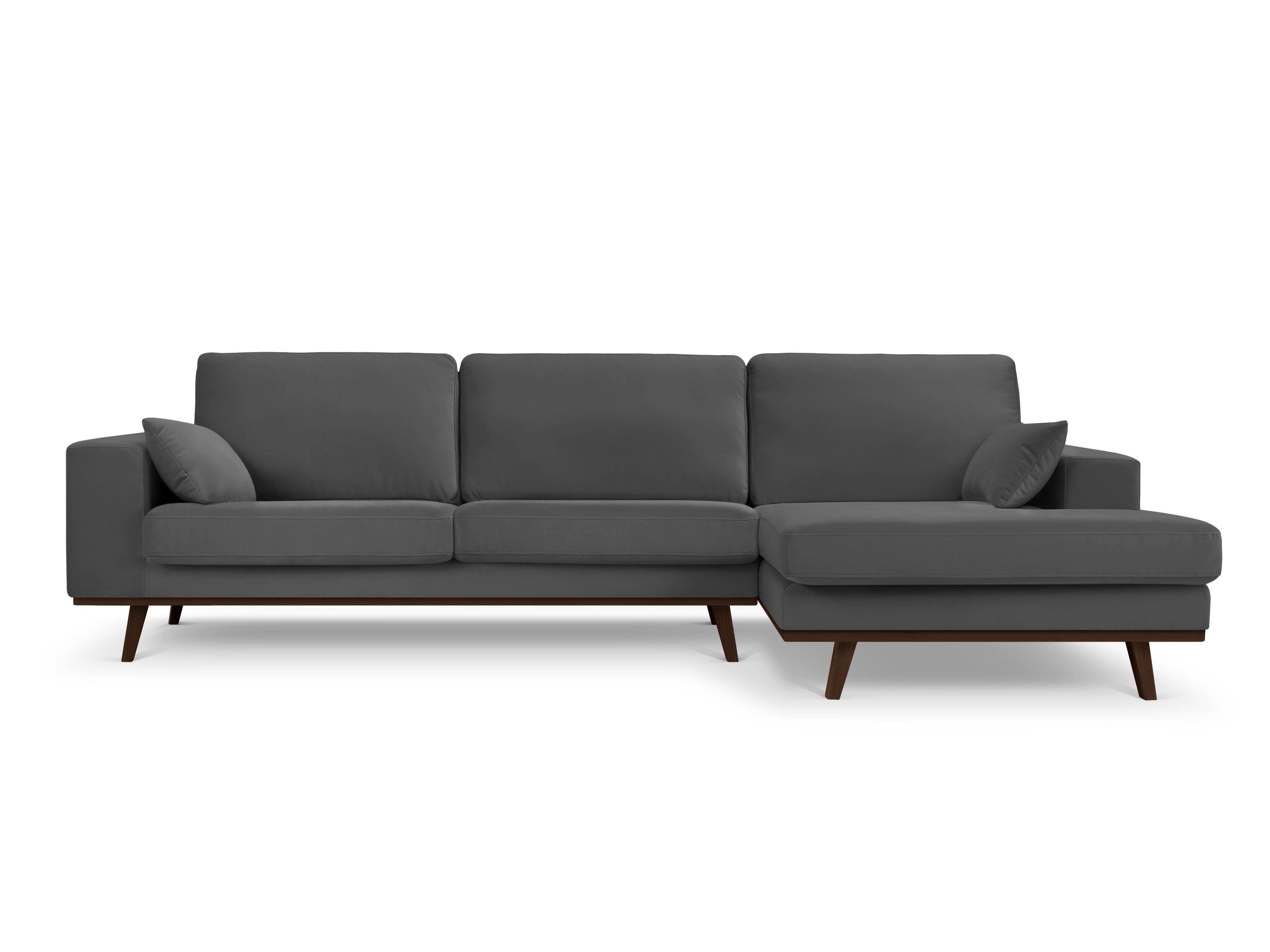 Narożnik aksamitny prawostronny HEBE ciemnoszary Mazzini Sofas Eye on Design