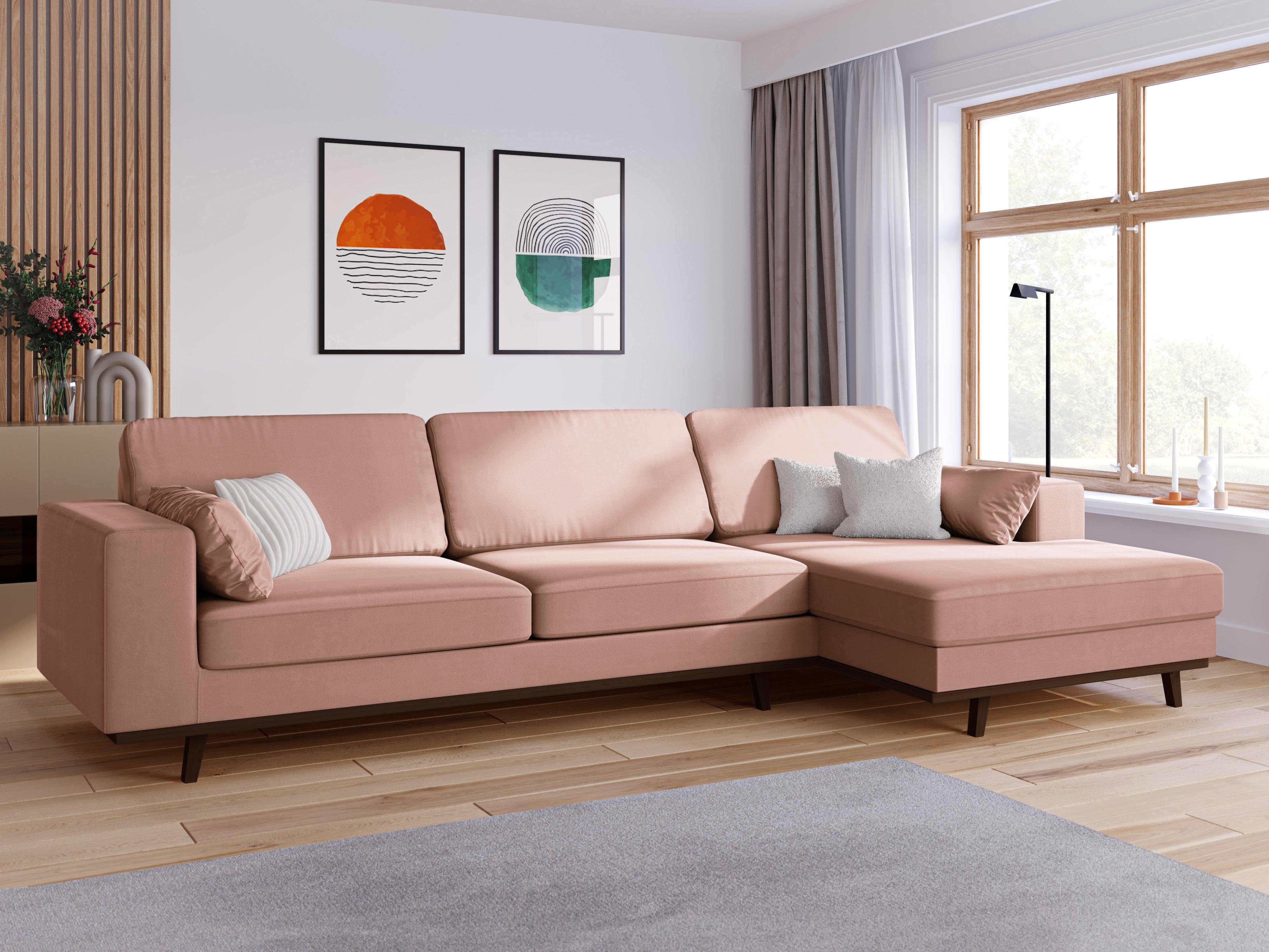 Narożnik aksamitny prawostronny HEBE różowy Mazzini Sofas Eye on Design