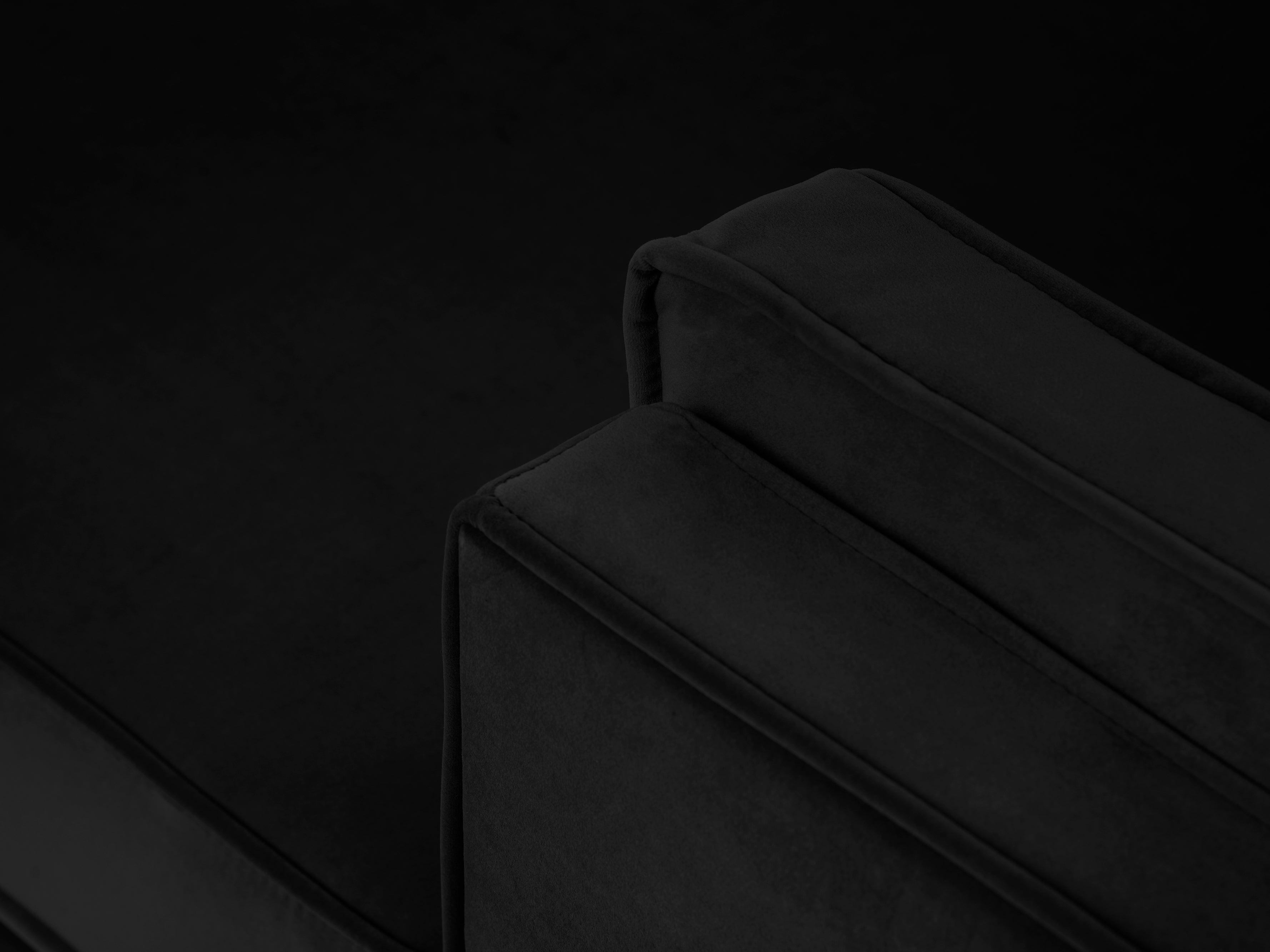 Narożnik aksamitny prawostronny LUIS czarny z czarną podstawą Milo Casa Eye on Design