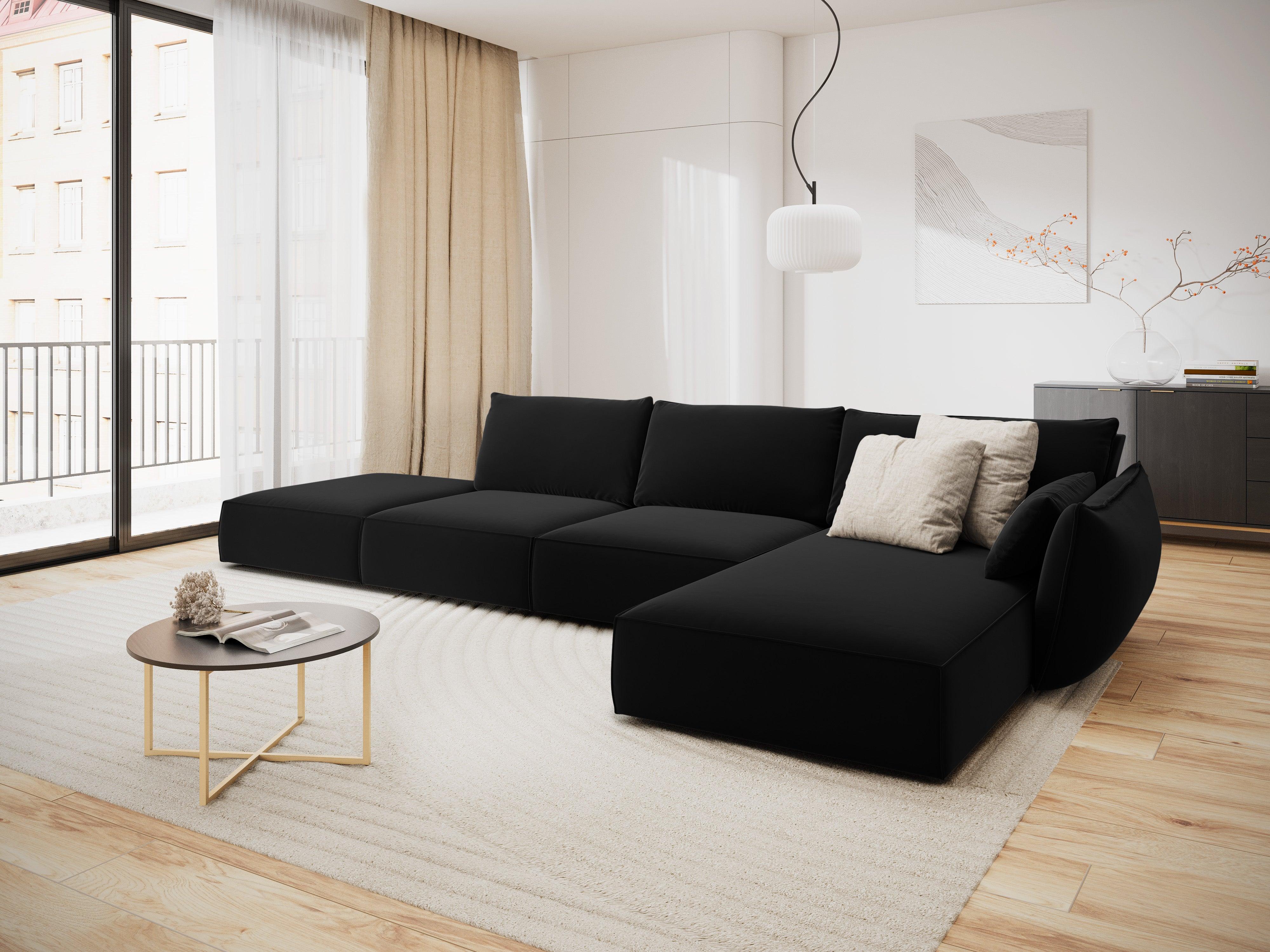 Narożnik aksamitny prawostronny otwarty VANDA czarny Mazzini Sofas Eye on Design