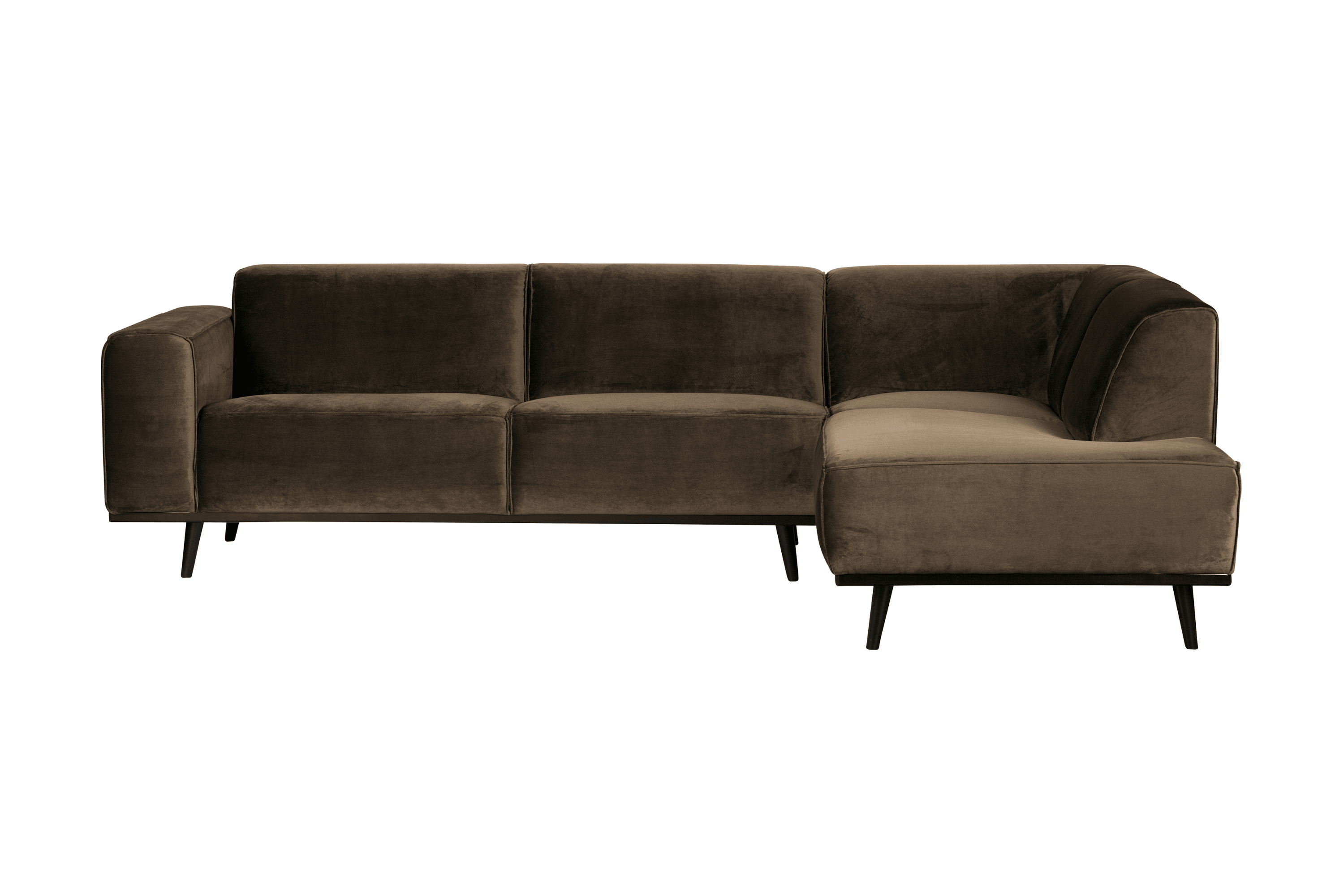 Narożnik aksamitny prawostronny STATEMENT ciemnobrązowy Be Pure Eye on Design