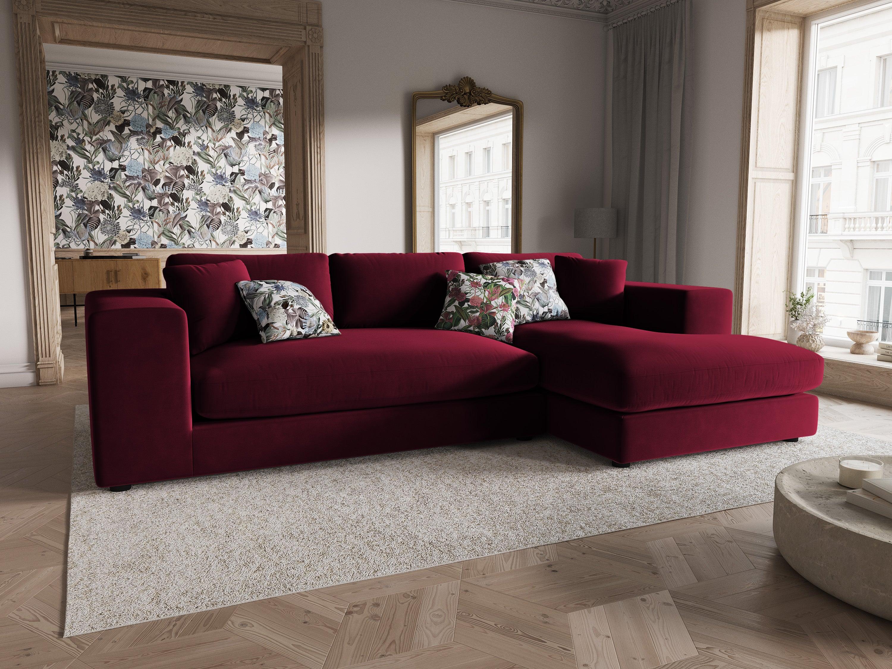 Narożnik aksamitny prawostronny TENDANCE bordowy CXL by Christian Lacroix Eye on Design