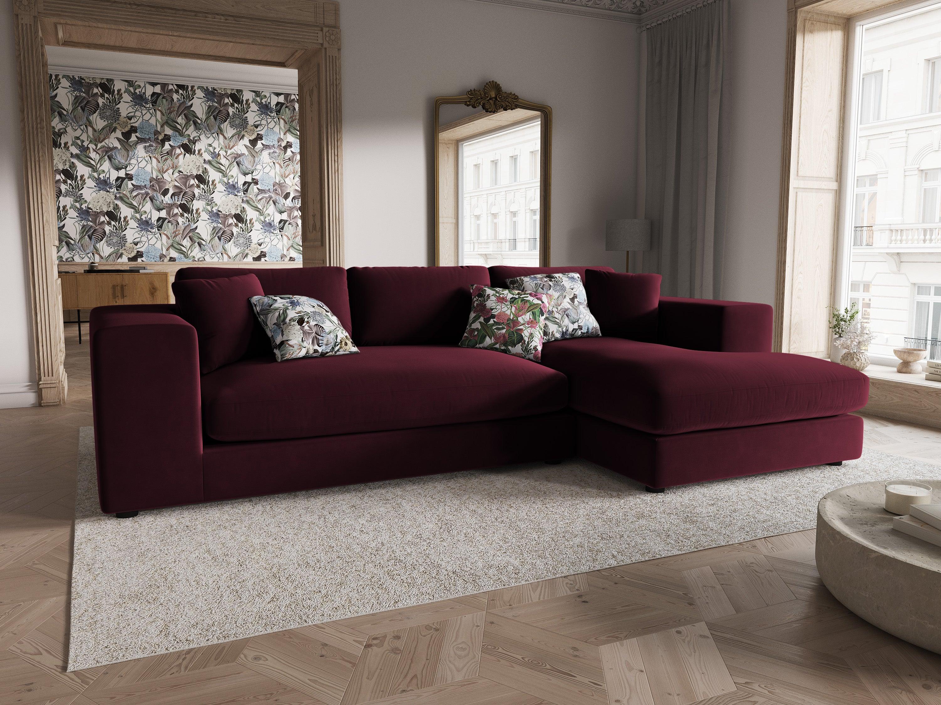 Narożnik aksamitny prawostronny TENDANCE burgundowy CXL by Christian Lacroix Eye on Design