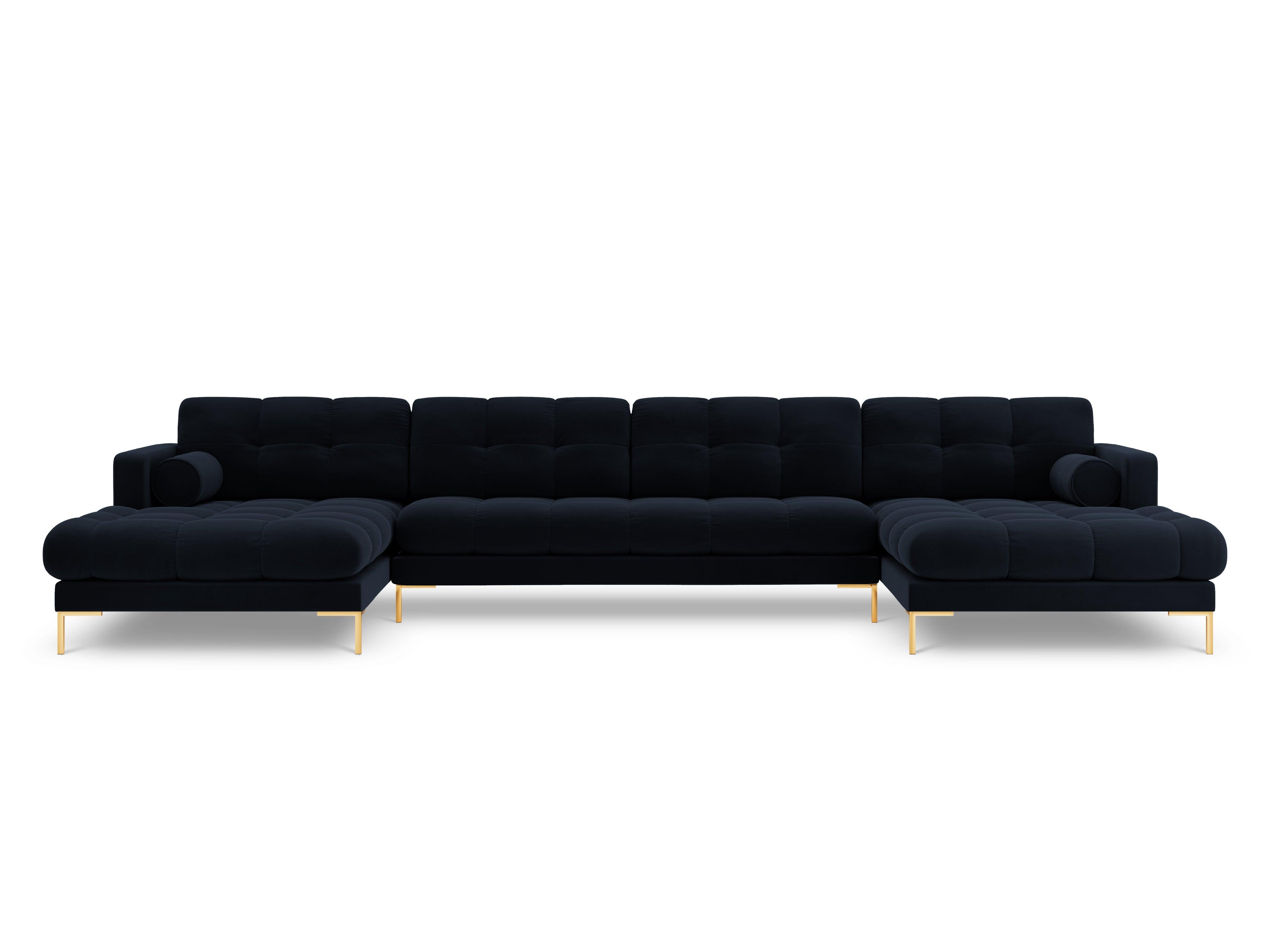 Narożnik aksamitny w kształcie U BALI ciemnoniebieski ze złotą podstawą Cosmopolitan Design Eye on Design