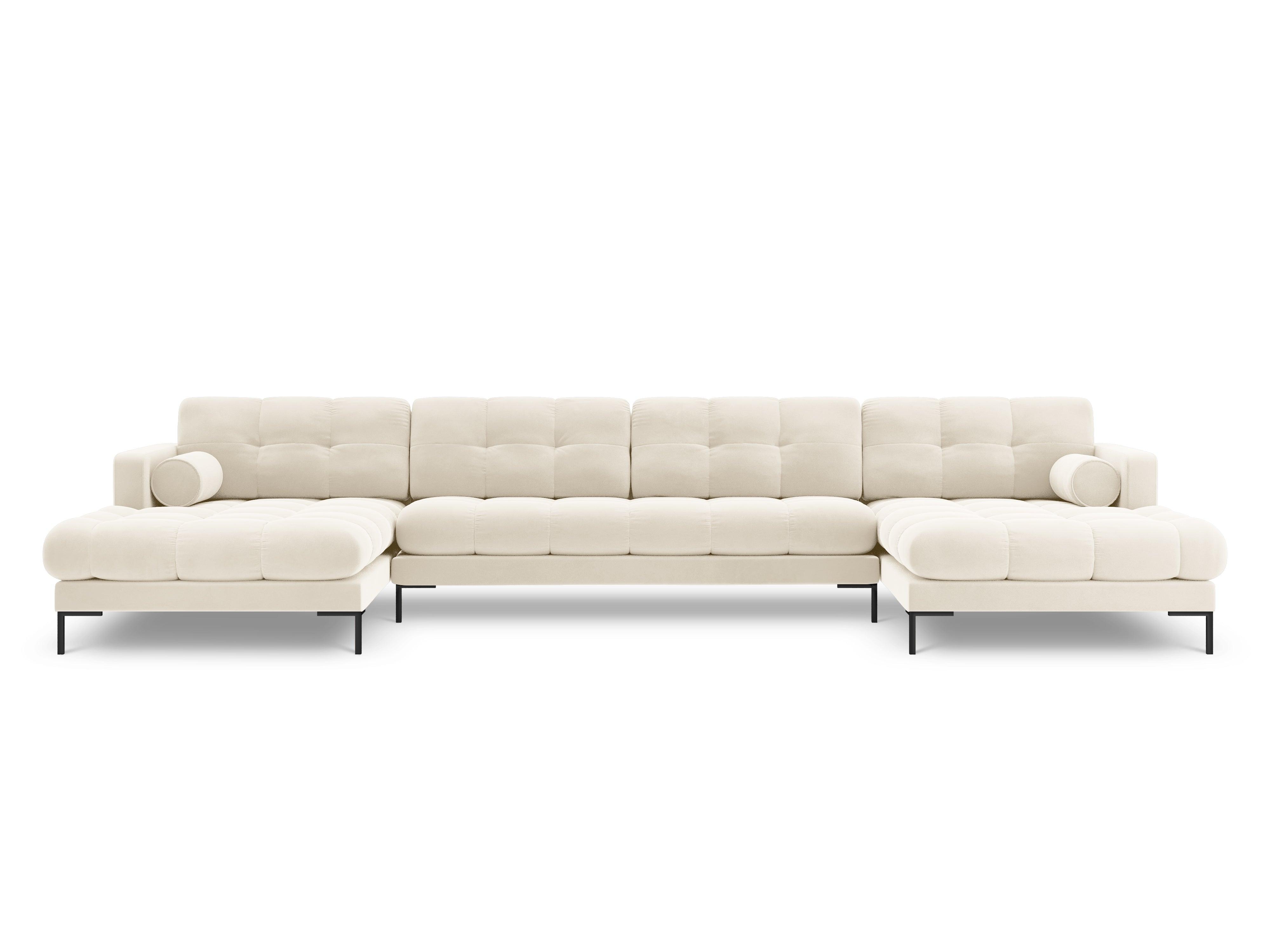 Narożnik aksamitny w kształcie U BALI jasnobeżowy z czarną podstawą Cosmopolitan Design Eye on Design