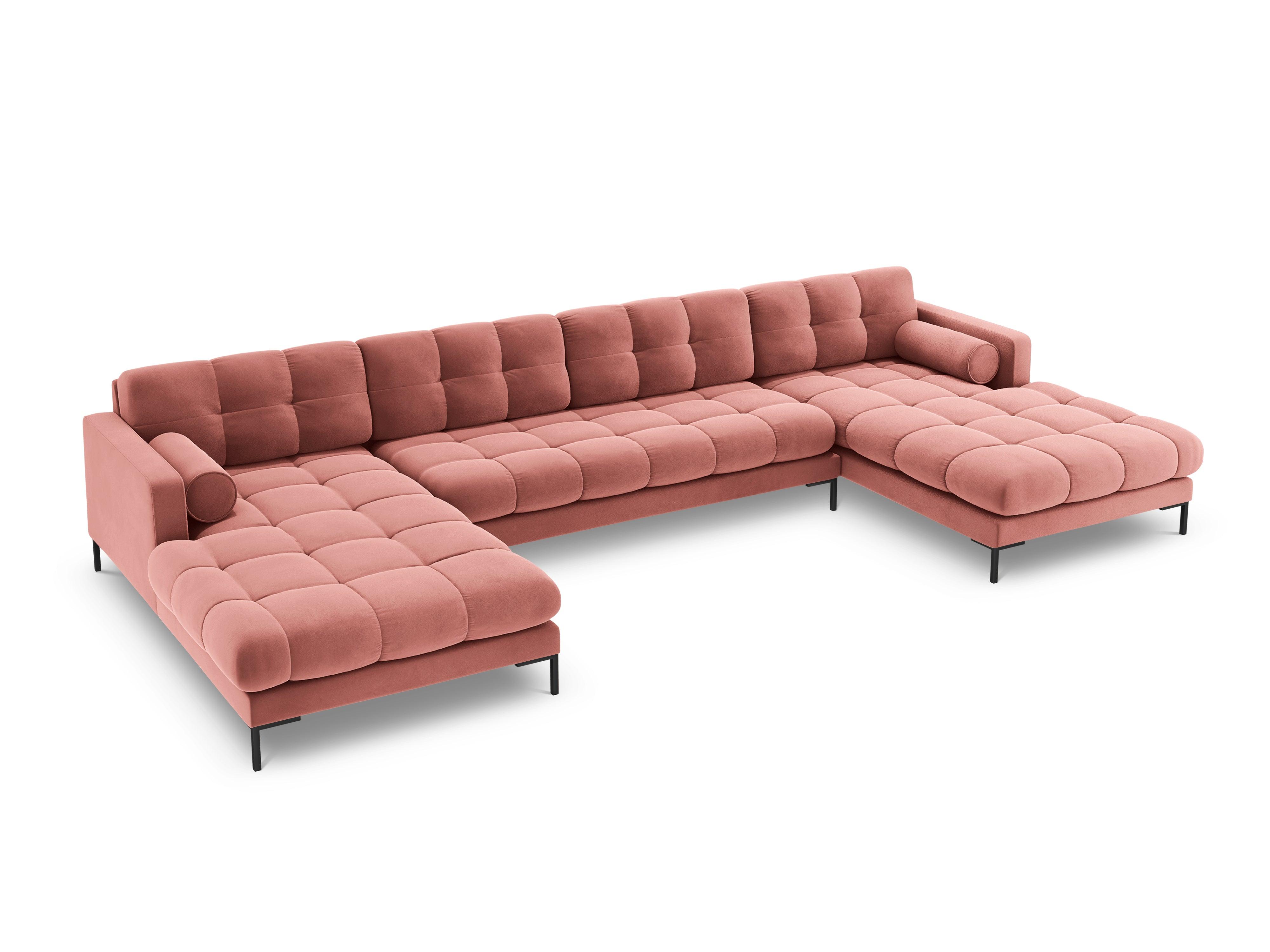 Narożnik aksamitny w kształcie U BALI różowy z czarną podstawą Cosmopolitan Design Eye on Design