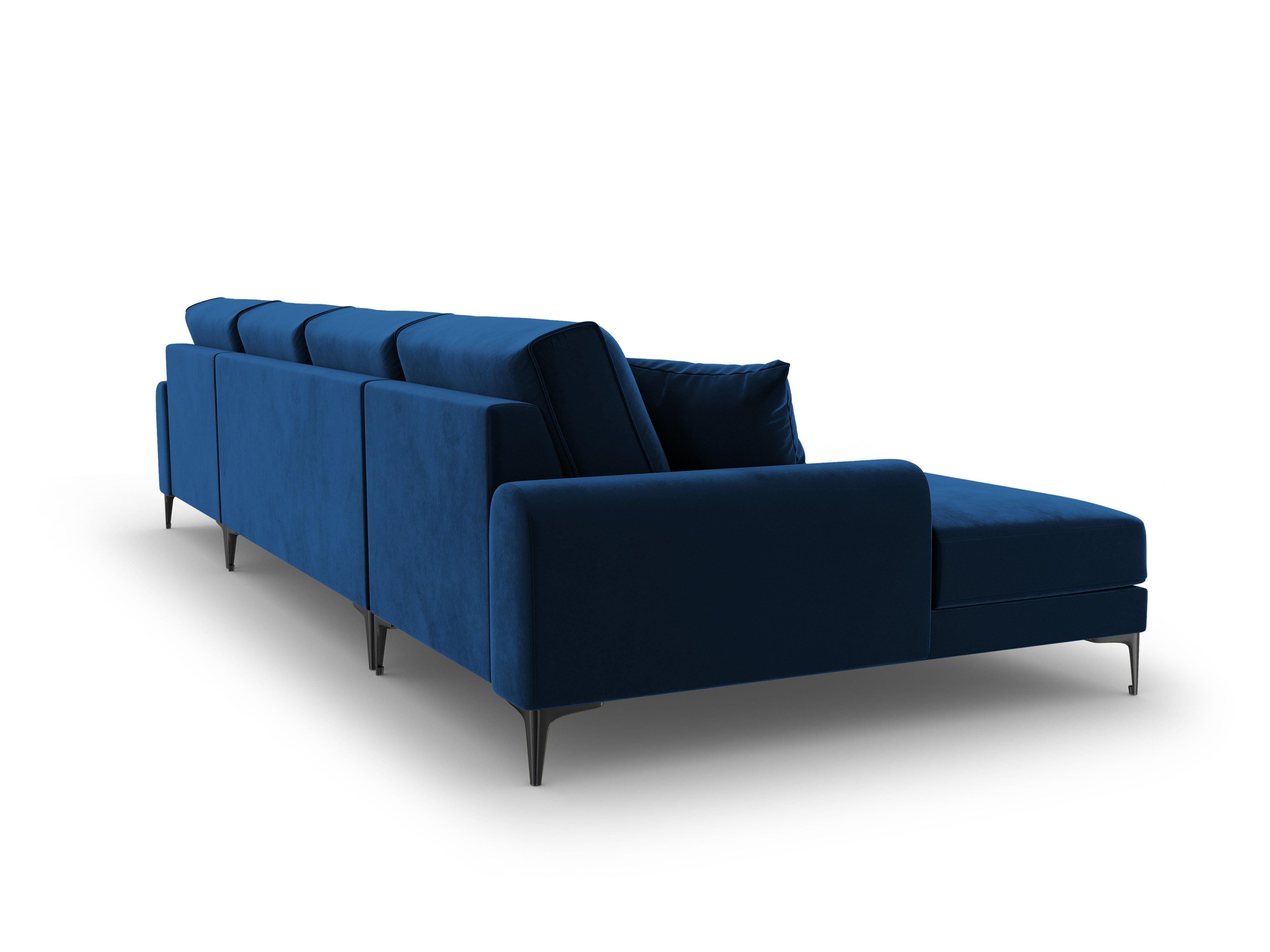 Narożnik aksamitny w kształcie U MADARA królewski niebieski z czarną podstawą Mazzini Sofas Eye on Design