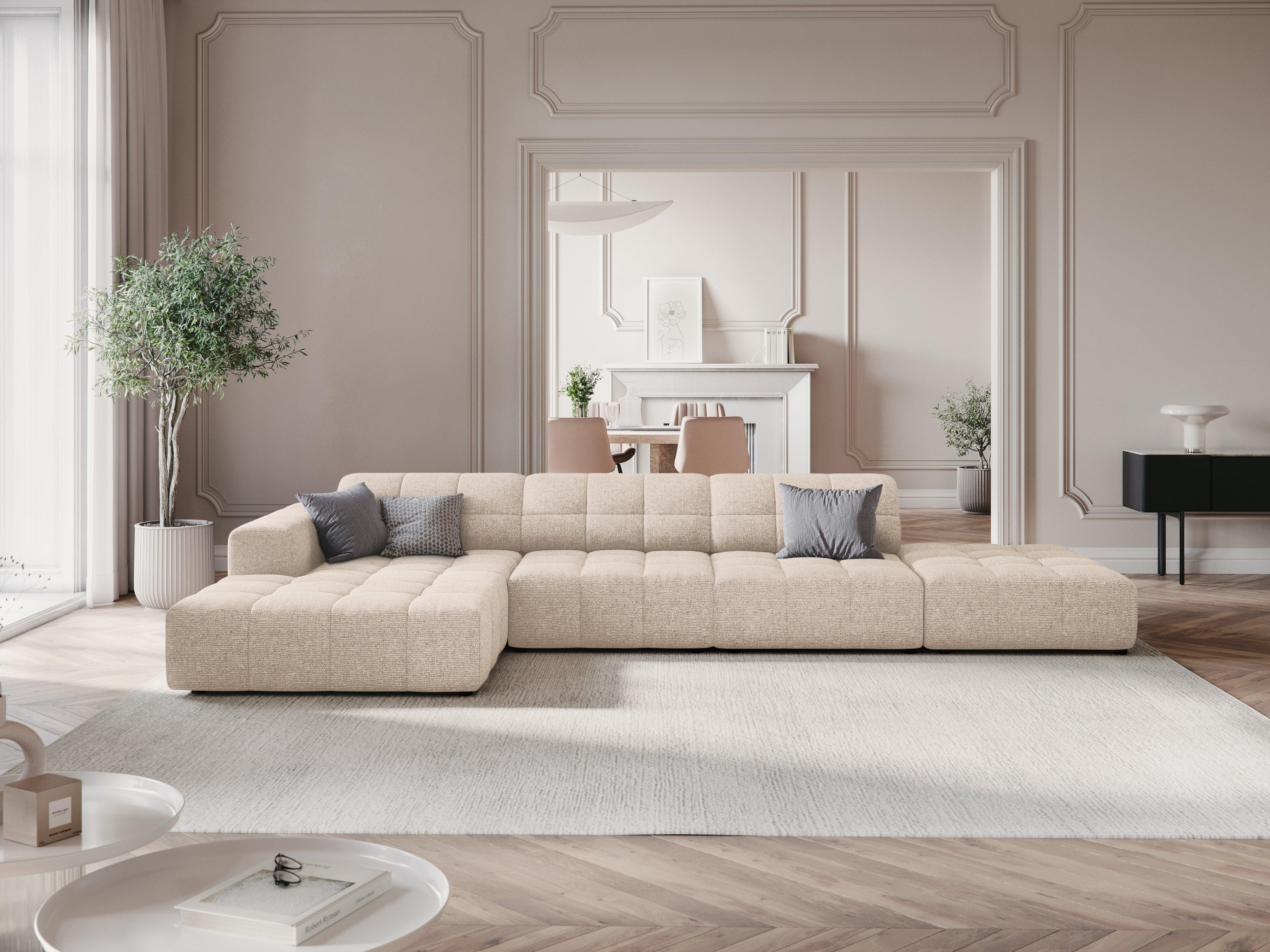 Narożnik lewostronny 4-osobowy CHICAGO beżowy szenil Cosmopolitan Design Eye on Design