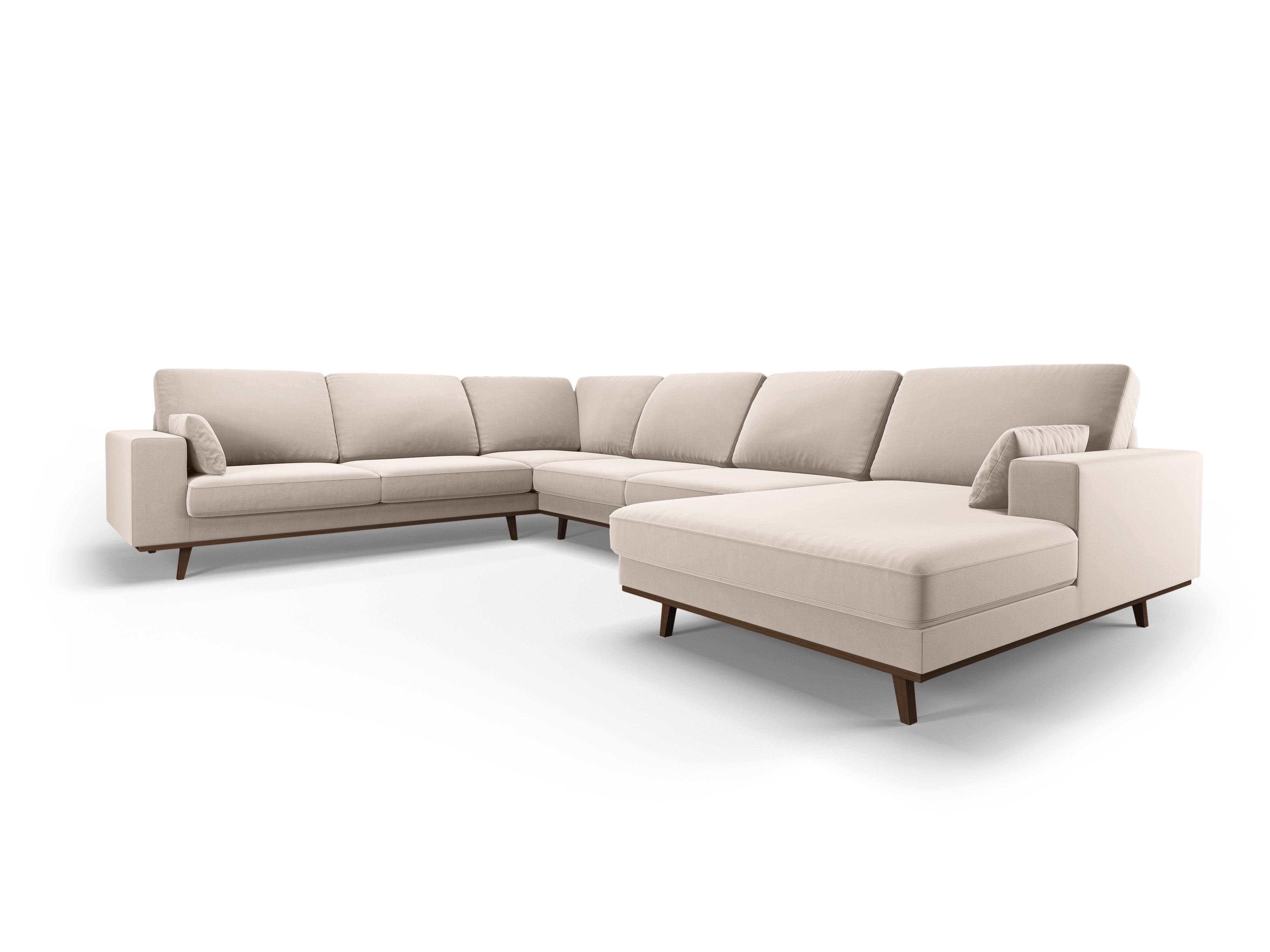 Narożnik lewostronny aksamitny panoramiczny HEBE beżowy Mazzini Sofas Eye on Design