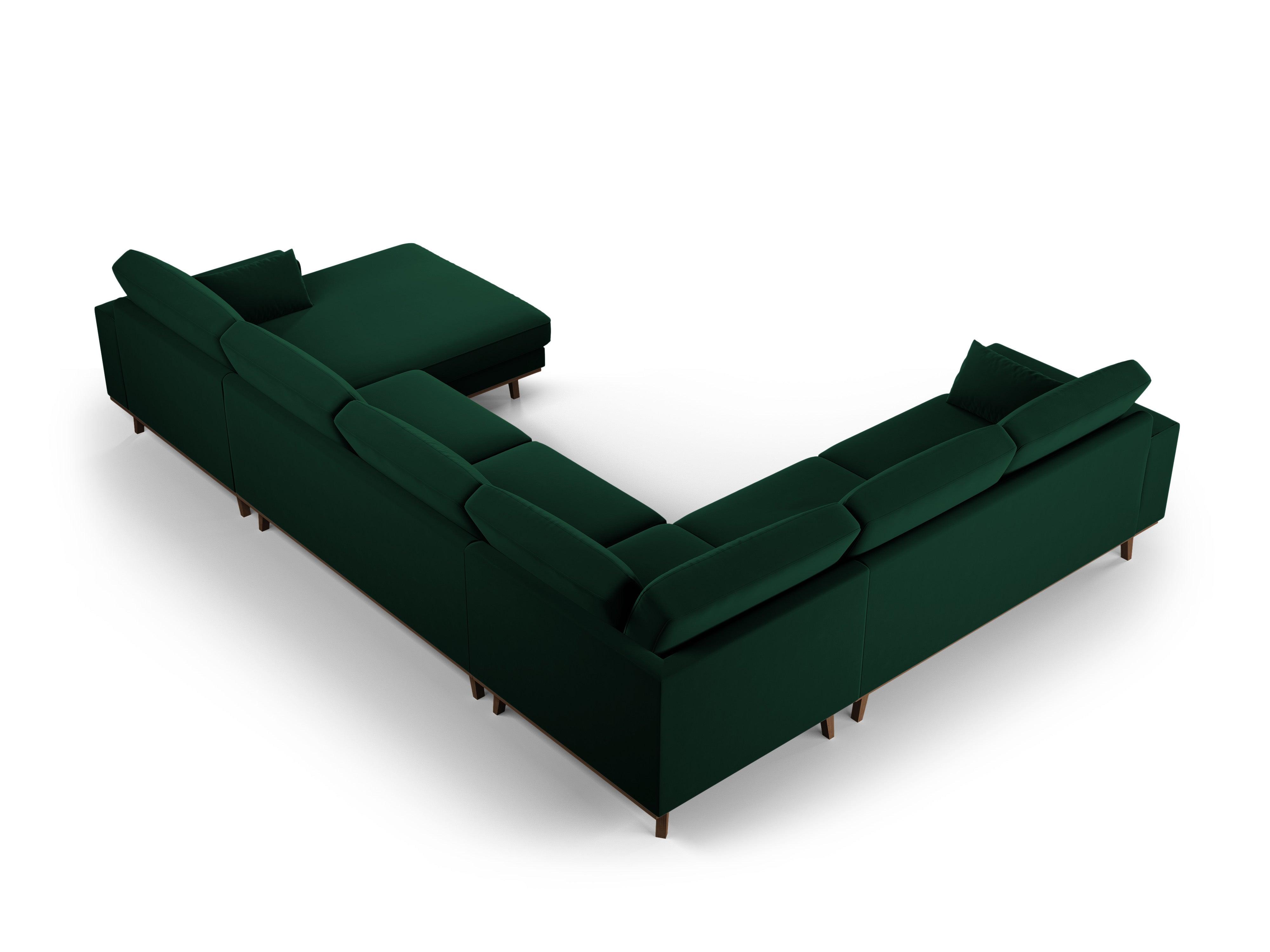 Narożnik lewostronny aksamitny panoramiczny HEBE butelkowa zieleń Mazzini Sofas Eye on Design