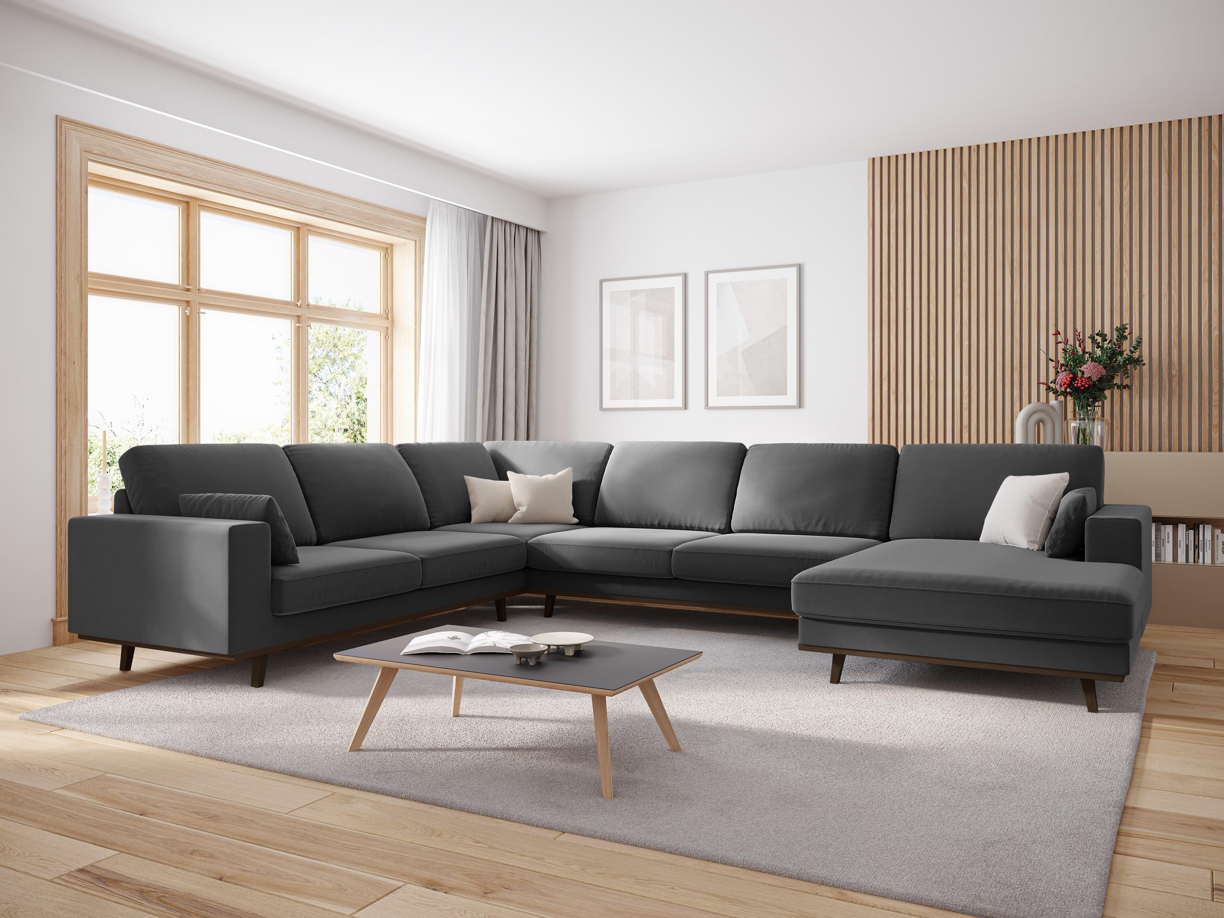 Narożnik lewostronny aksamitny panoramiczny HEBE ciemnoszary Mazzini Sofas Eye on Design