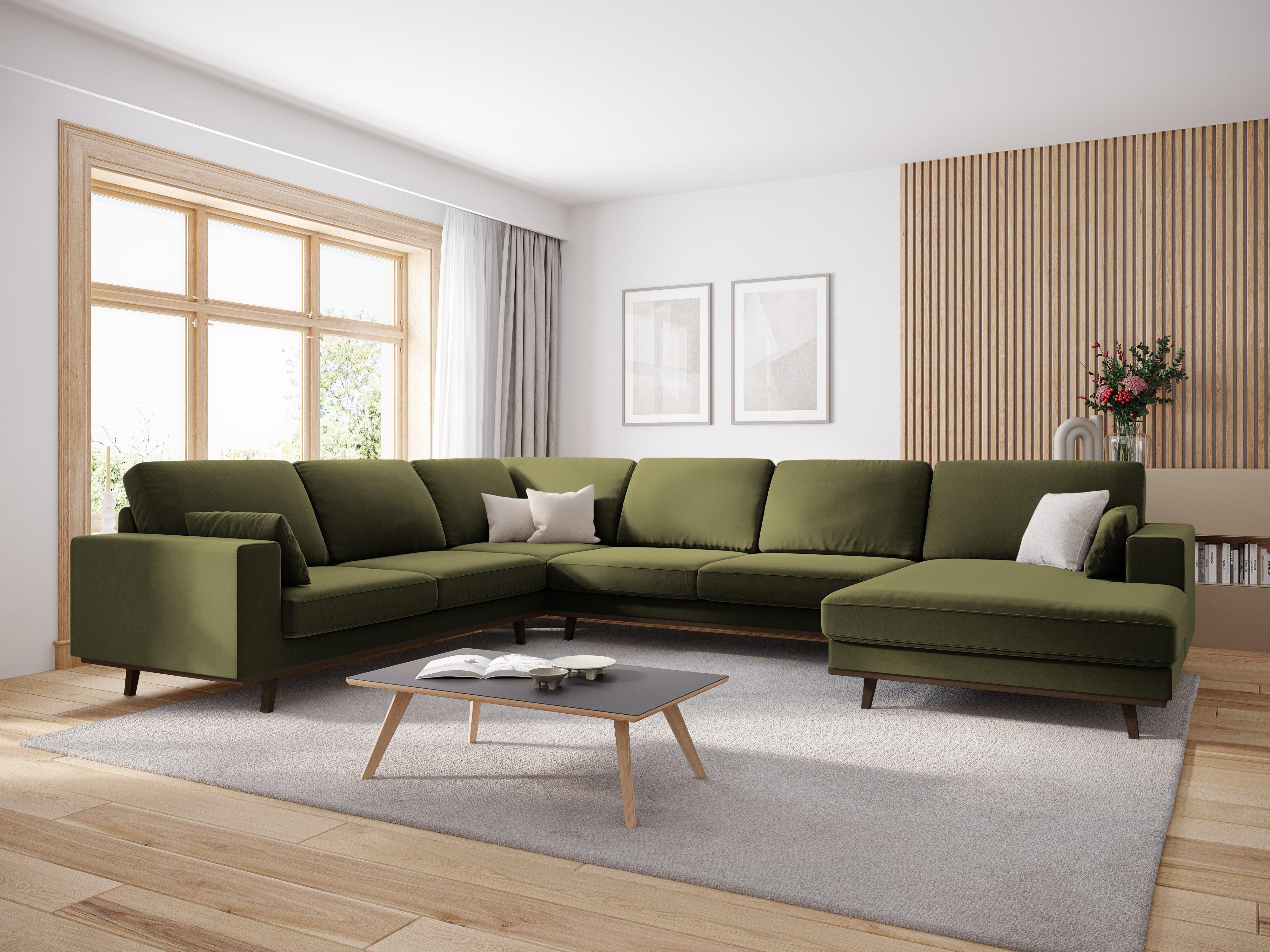 Narożnik lewostronny aksamitny panoramiczny HEBE zielony Mazzini Sofas Eye on Design