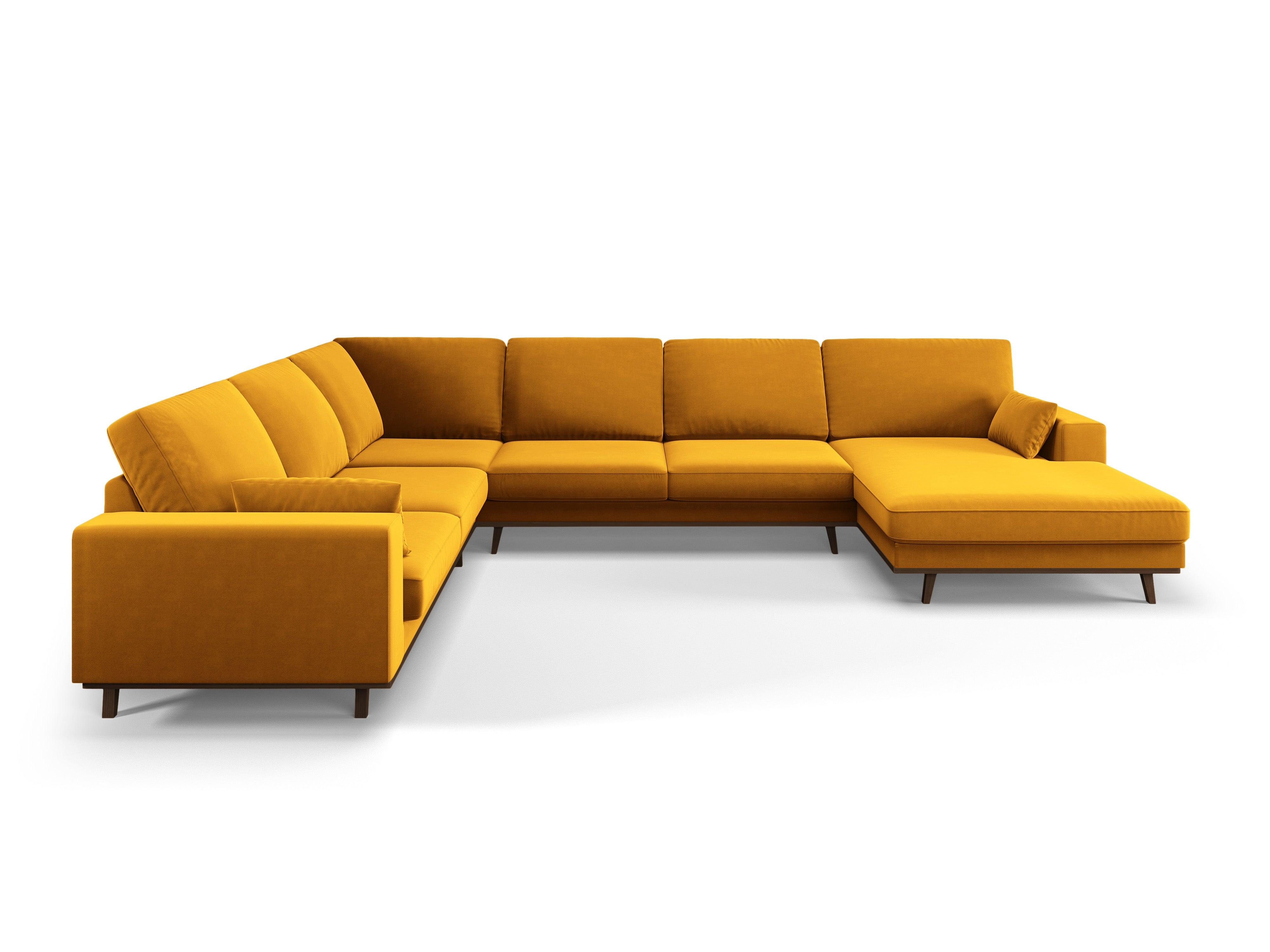 Narożnik lewostronny aksamitny panoramiczny HEBE żółty Mazzini Sofas Eye on Design