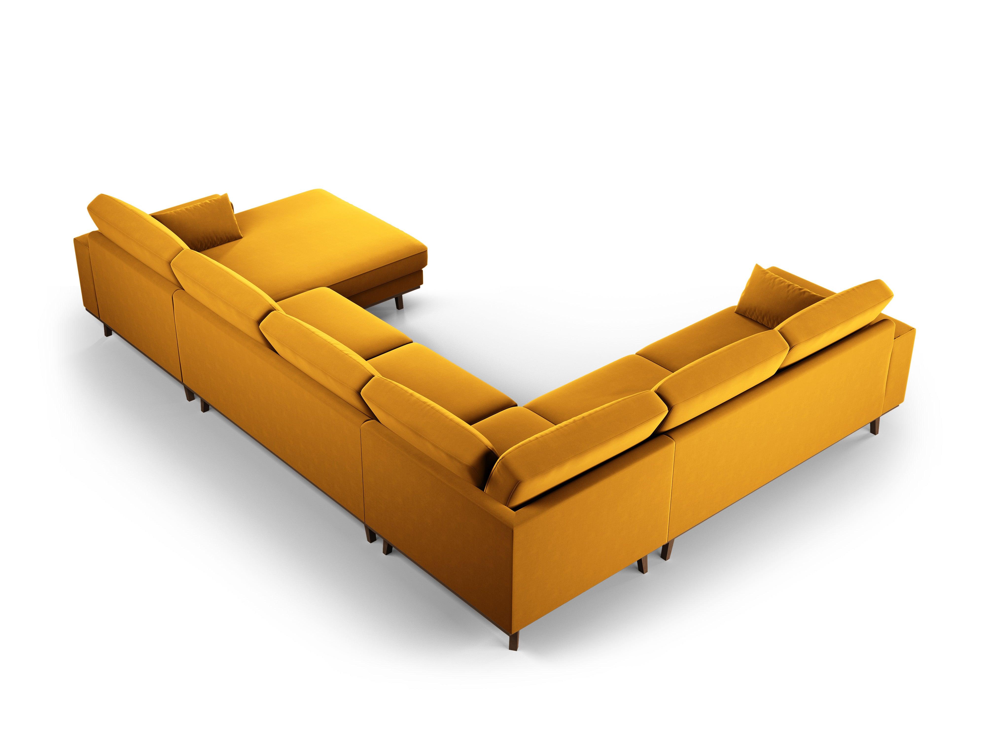 Narożnik lewostronny aksamitny panoramiczny HEBE żółty Mazzini Sofas Eye on Design