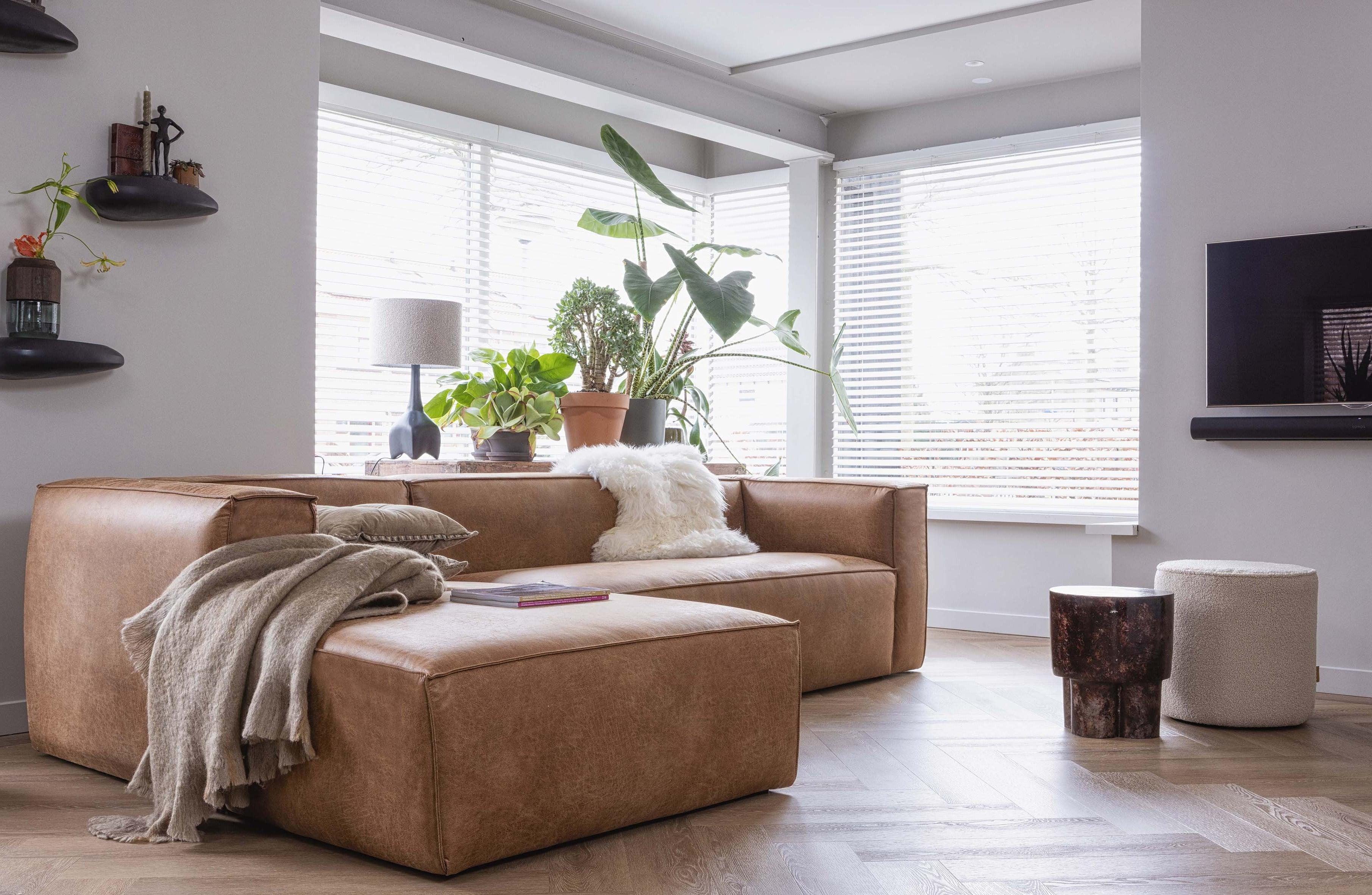 Narożnik lewostronny BEAN koniakowa ekoskóra Woood Eye on Design