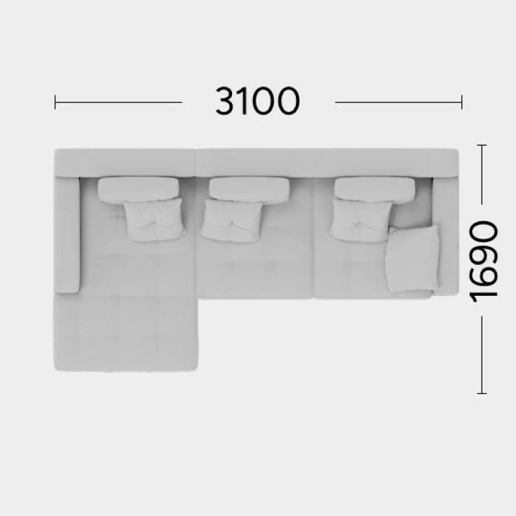 Narożnik lewostronny FLABBY Rosanero 310x169 cm Grupa 0 Eye on Design