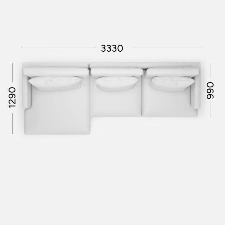 Narożnik lewostronny RIVIA Rosanero 333x129x99 cm Grupa 0 Eye on Design