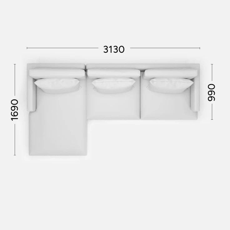 Narożnik lewostronny RIVIA Rosanero 313x169x99 cm Grupa 0 Eye on Design