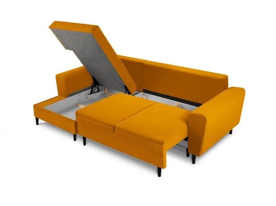 Narożnik lewostronny sztruksowy z funkcją spania KYOTO żółty Cosmopolitan Design Eye on Design