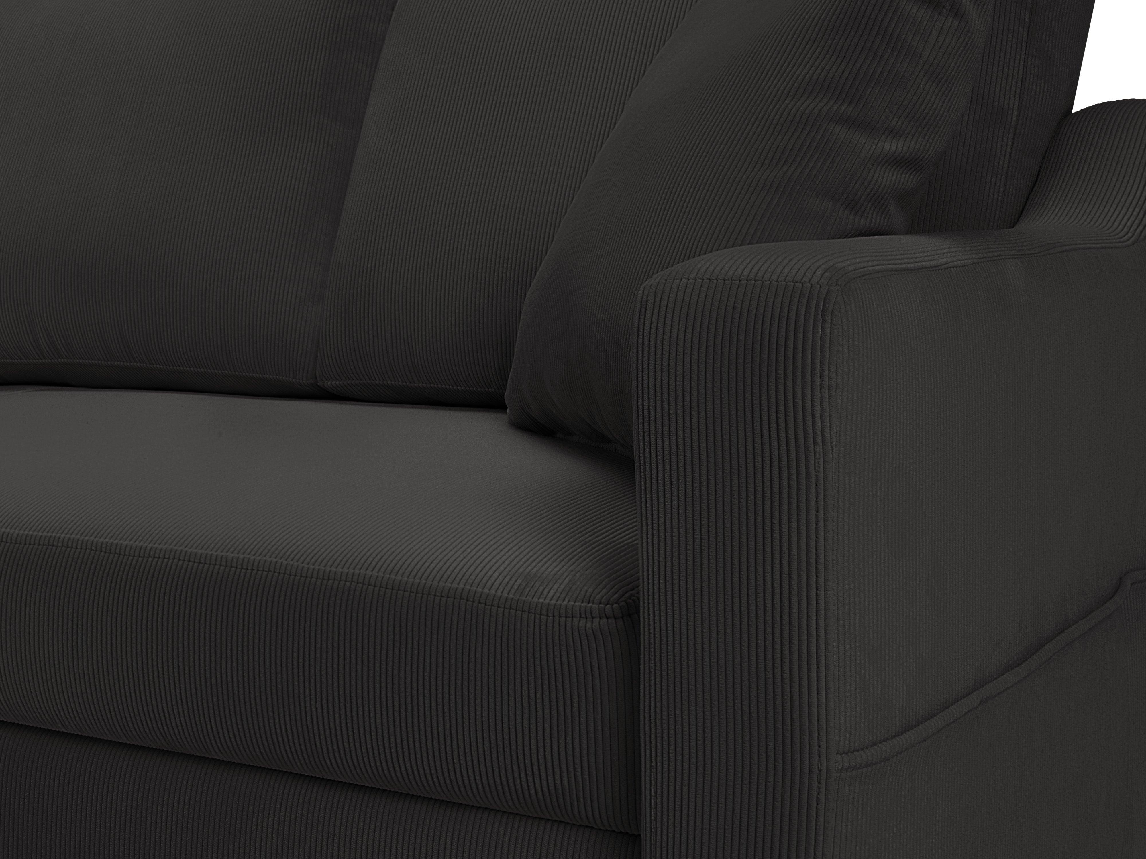 Narożnik lewostronny sztruksowy z funkcją spania ROSE ciemnoszary Mazzini Sofas Eye on Design