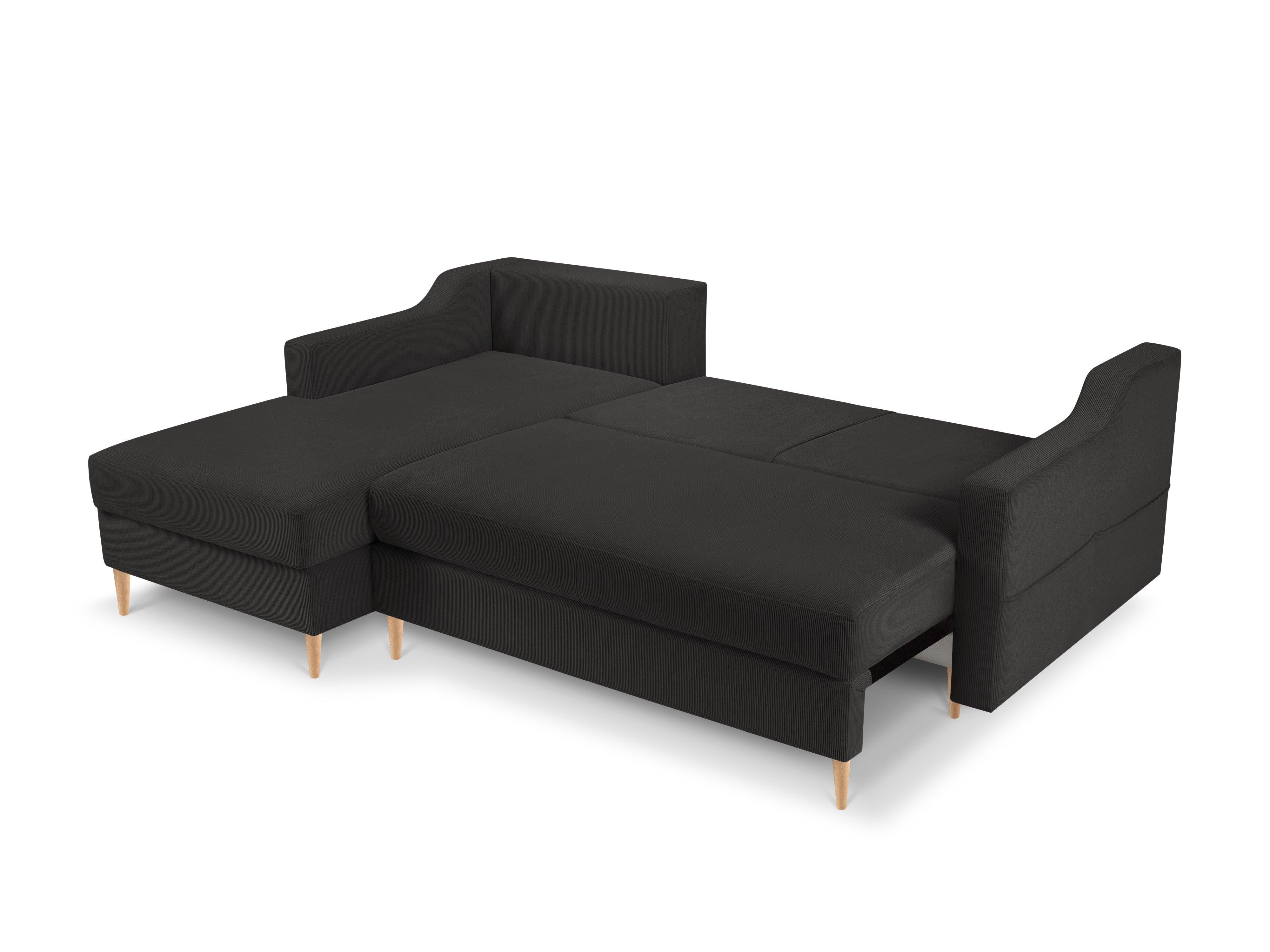 Narożnik lewostronny sztruksowy z funkcją spania ROSE ciemnoszary Mazzini Sofas Eye on Design