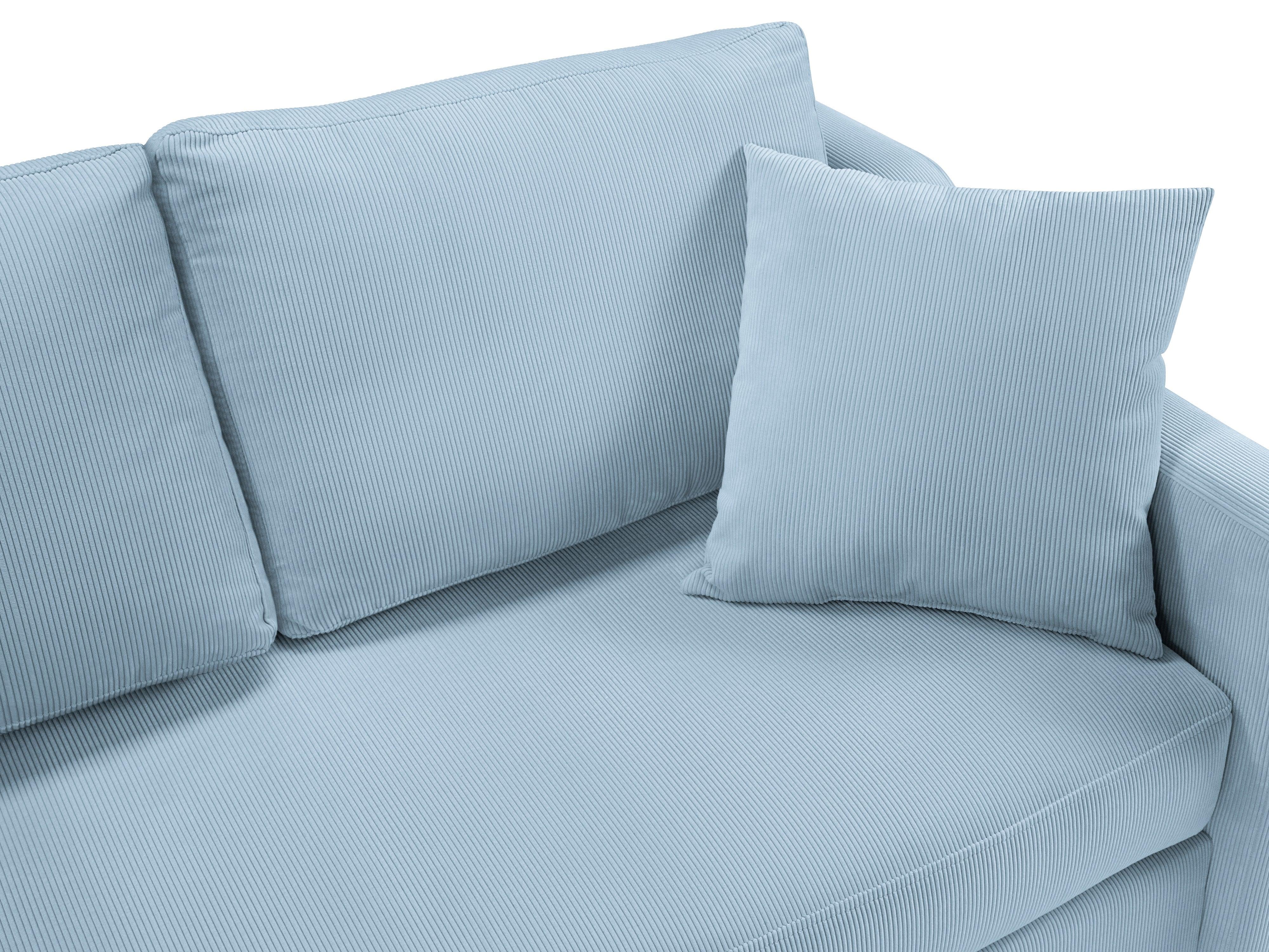 Narożnik lewostronny sztruksowy z funkcją spania ROSE jasnoniebieski Mazzini Sofas Eye on Design