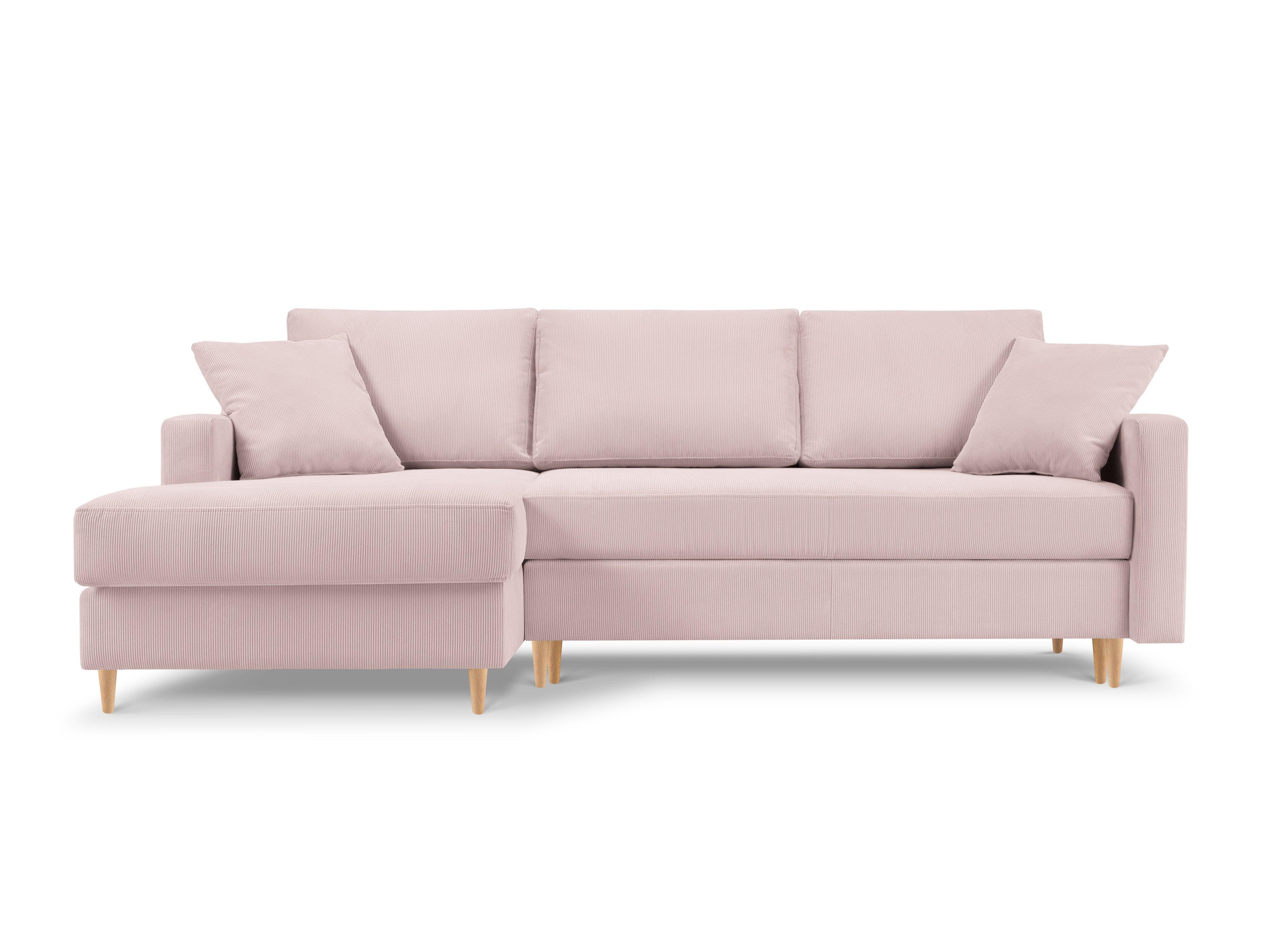 Narożnik lewostronny sztruksowy z funkcją spania ROSE różowy Mazzini Sofas Eye on Design