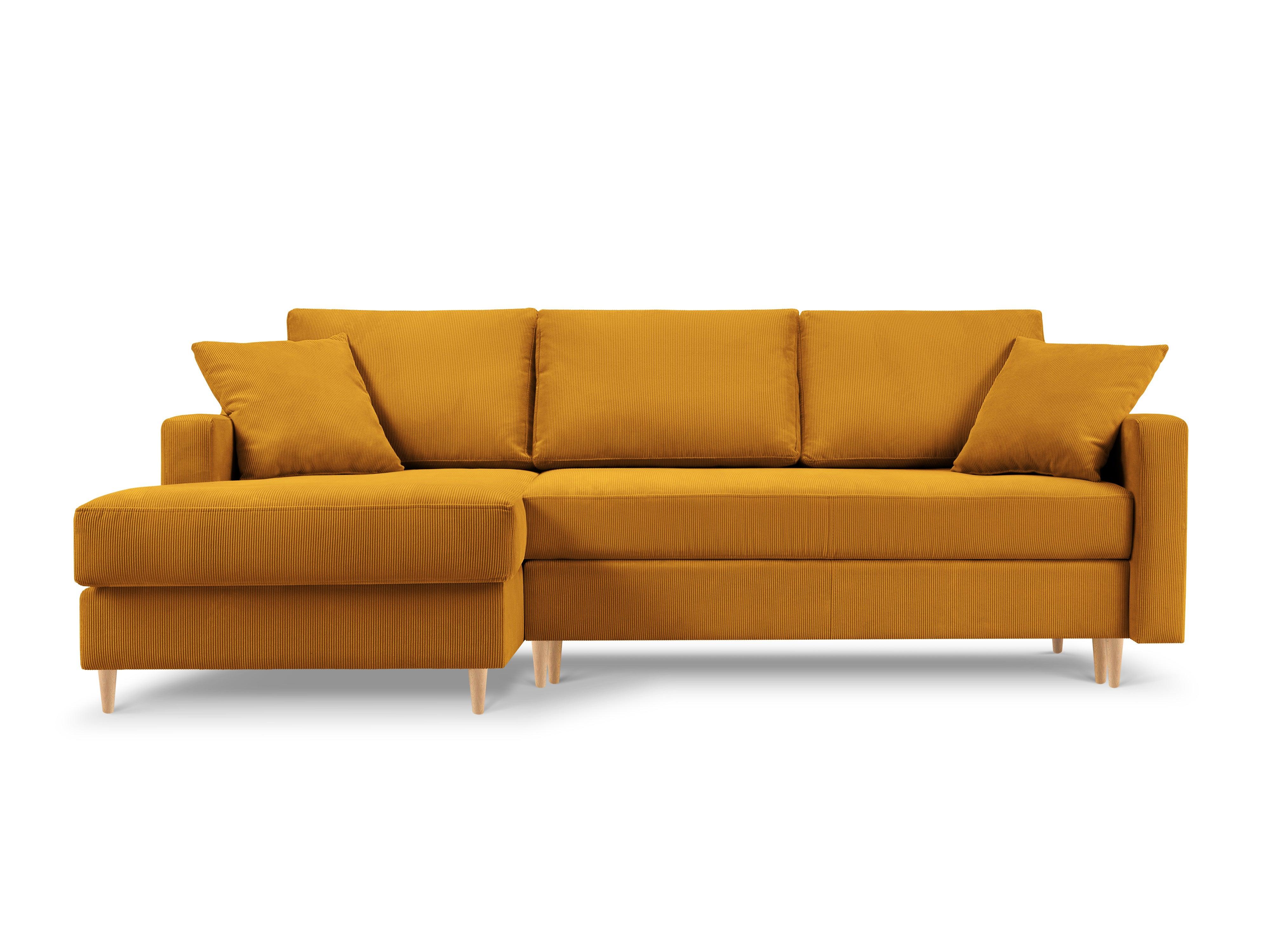 Narożnik lewostronny sztruksowy z funkcją spania ROSE żółty Mazzini Sofas Eye on Design