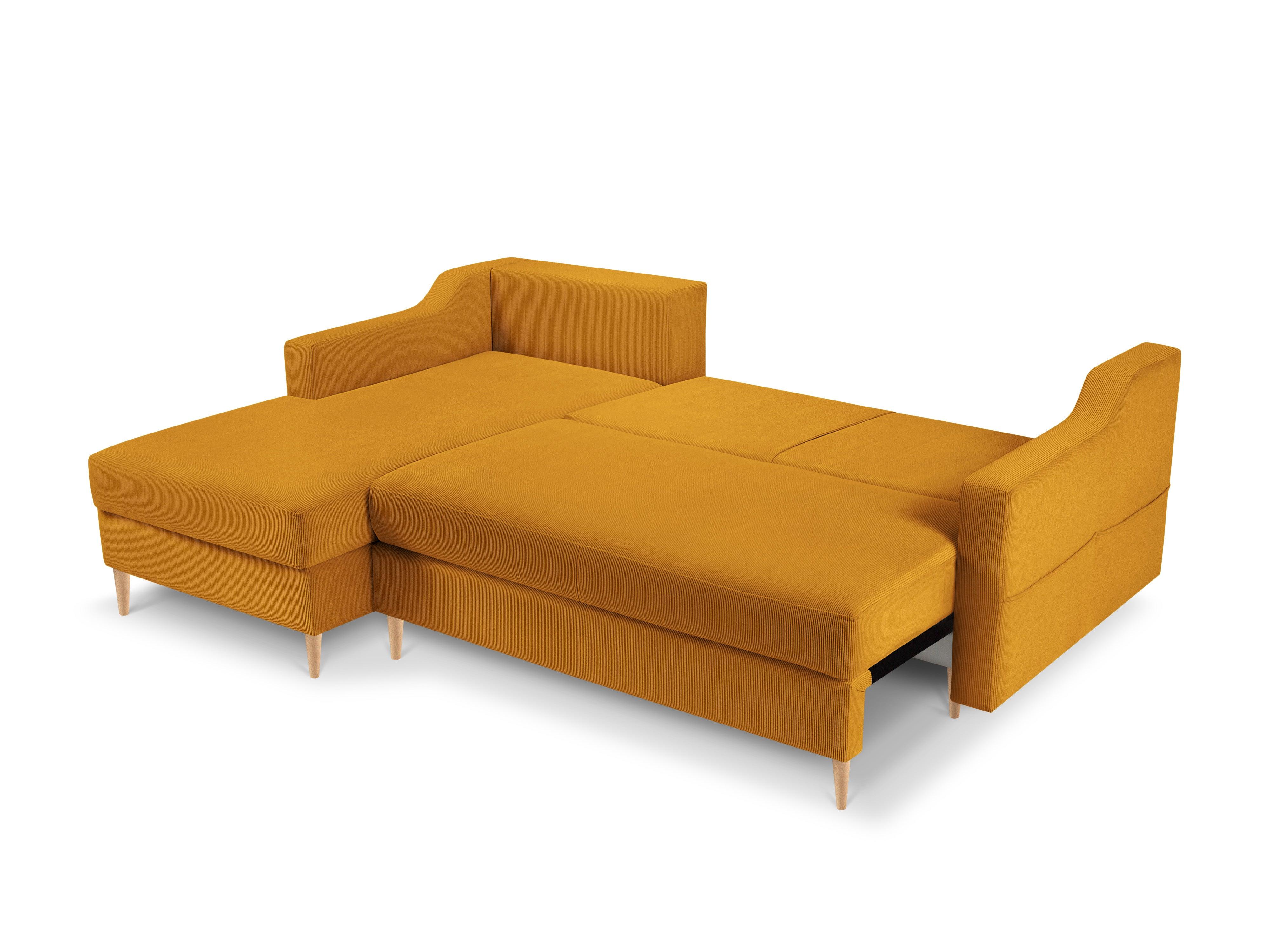 Narożnik lewostronny sztruksowy z funkcją spania ROSE żółty Mazzini Sofas Eye on Design
