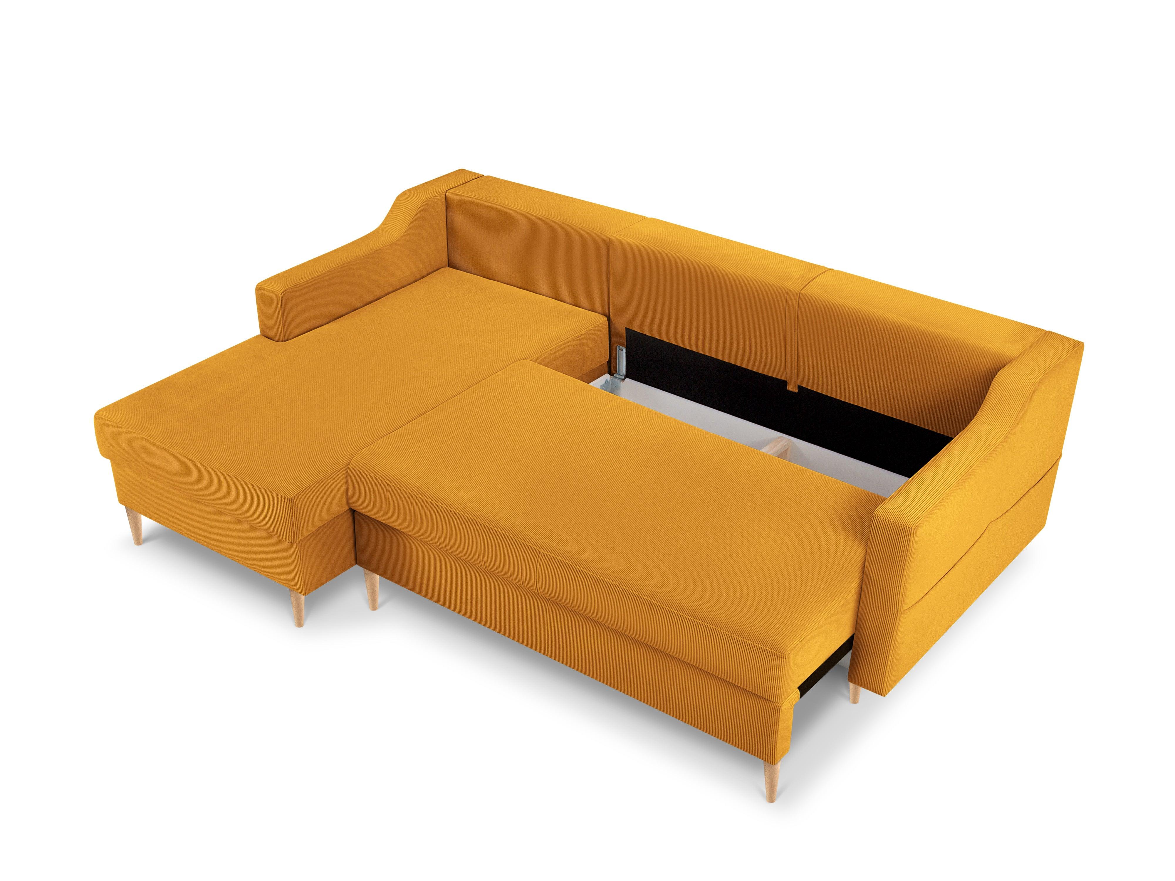 Narożnik lewostronny sztruksowy z funkcją spania ROSE żółty Mazzini Sofas Eye on Design
