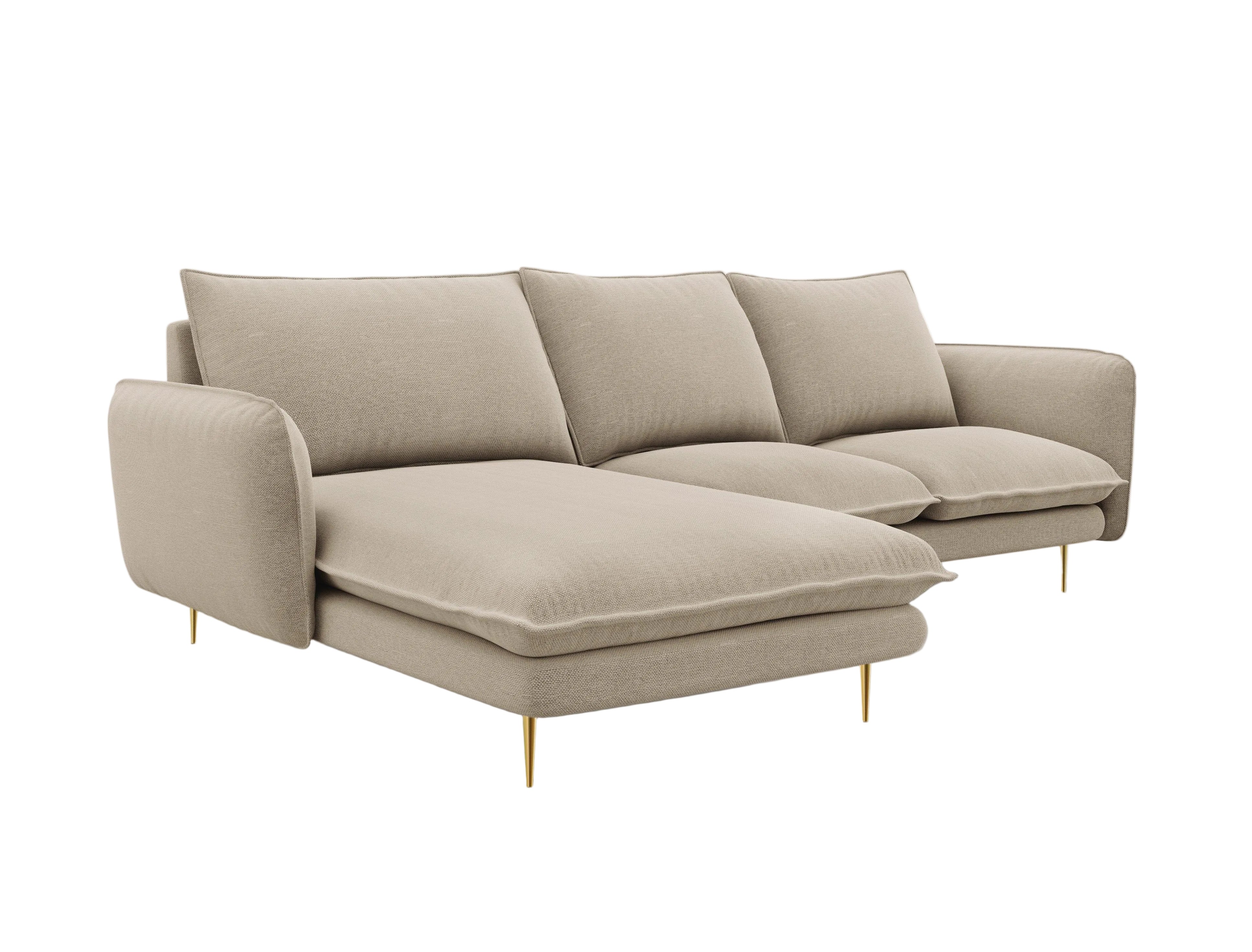 Narożnik lewostronny VIENNA beżowy ze złotą podstawą Cosmopolitan Design Eye on Design