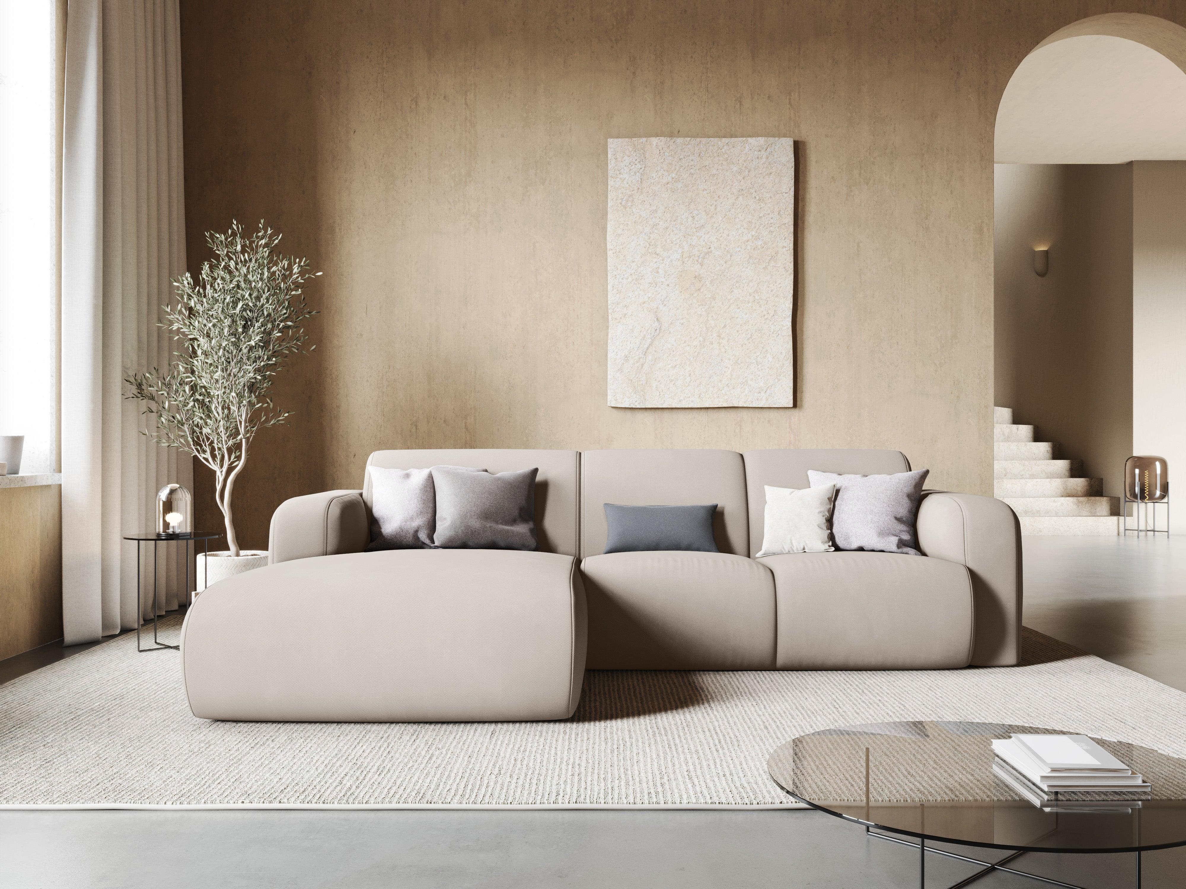 Narożnik lewostronny w tkaninie chenillowej 4-osobowy LOLA beżowy Windsor & Co Eye on Design