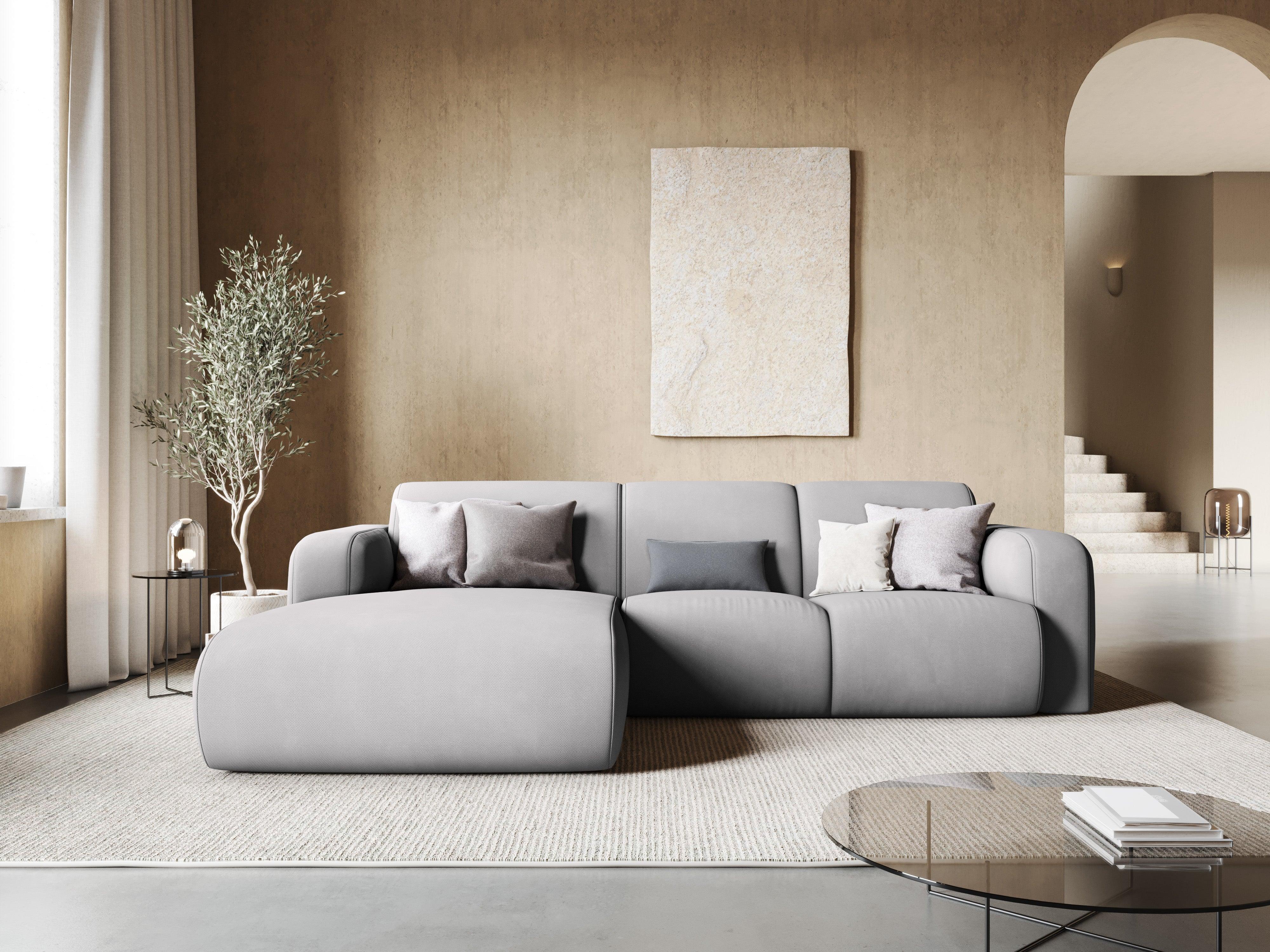 Narożnik lewostronny w tkaninie chenillowej 4-osobowy LOLA jasnoszary Windsor & Co Eye on Design