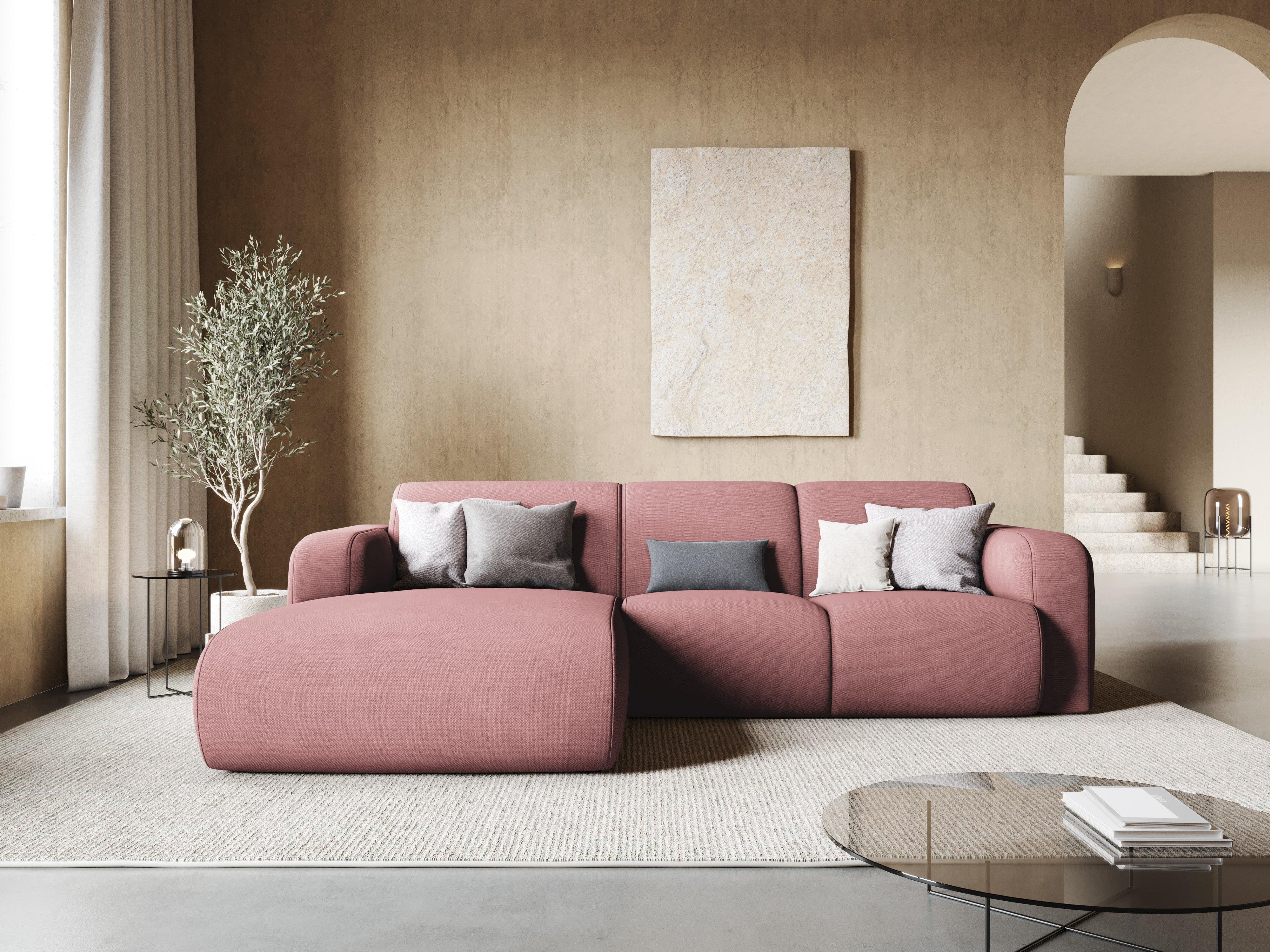 Narożnik lewostronny w tkaninie chenillowej 4-osobowy LOLA różowy Windsor & Co Eye on Design